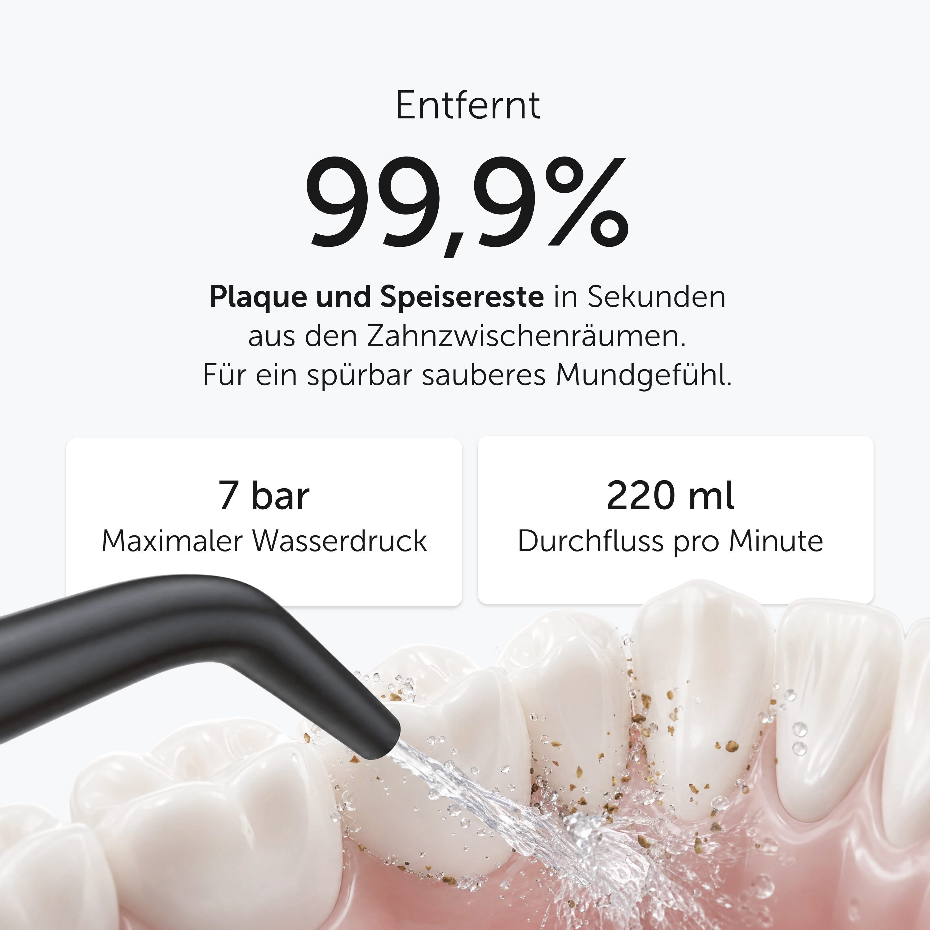 Wondersmile Munddusche Testsieger 2026 - 100 Tage risikofrei testen - SmoothFlow-Technologie, Aufsätze: 1 St., Inteligentes OLED Display – Bild 2 von 5