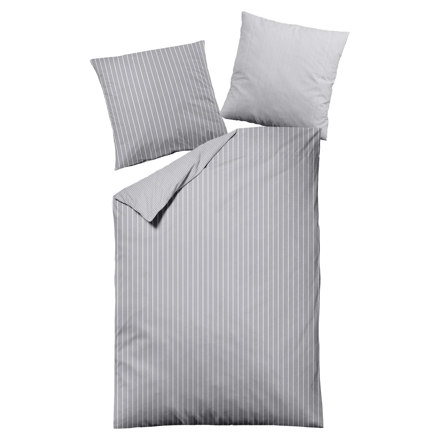 Bettwäsche DENALA, Beige, Baumwolle, Streifen