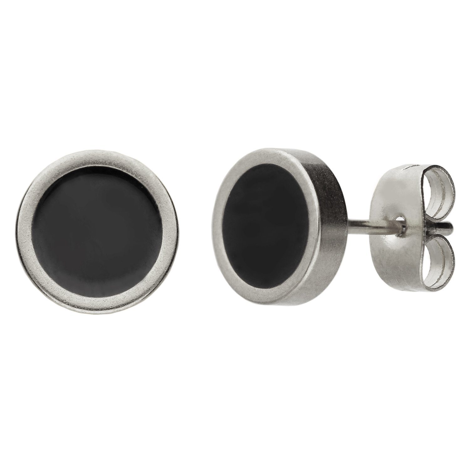 LÖB Paar Ohrstecker Edelstahl 18K Gold vergoldet Ohrringe Rund Platte Flach silber schwarz (Geschenke für Frauen Damen Beste Freundin Mutter Mama Ehefrau Oma sie zum Geburtstag Schmuck Herbst Oktoberfest, Inkl. Schmuckbox), Ohrstecker Kreis Matt Modern Mi