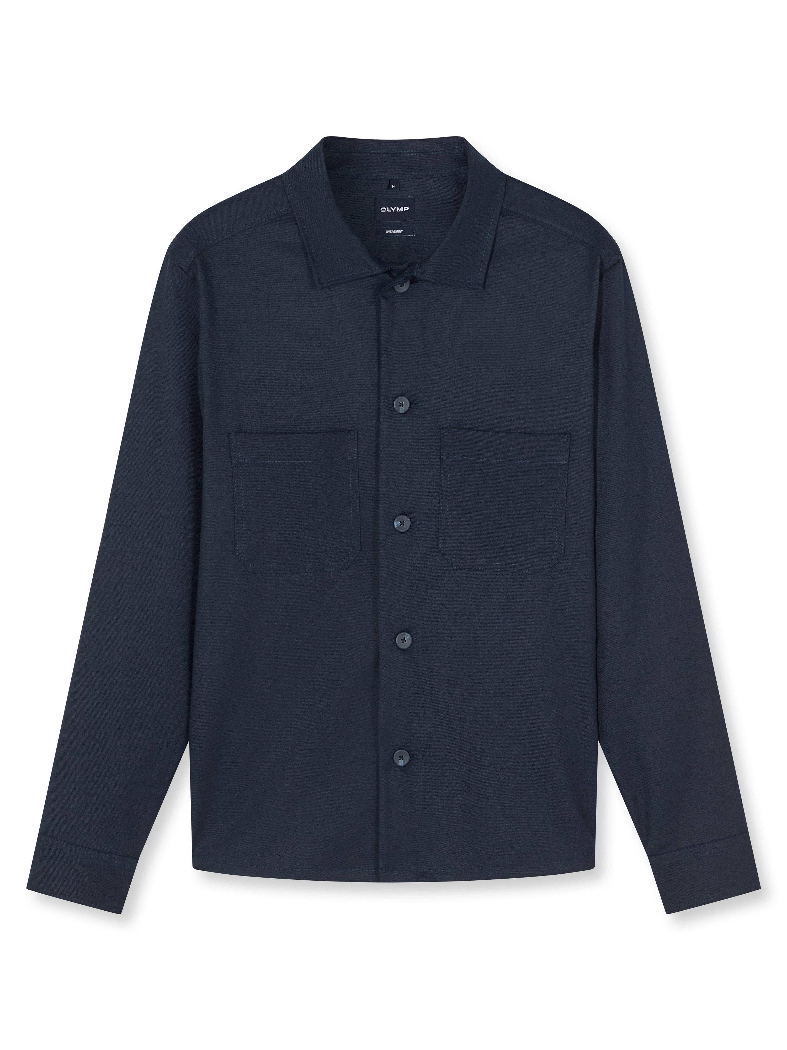 OLYMP Langarmhemd Casual Freizeithemd, Kentkragen, Overshirt