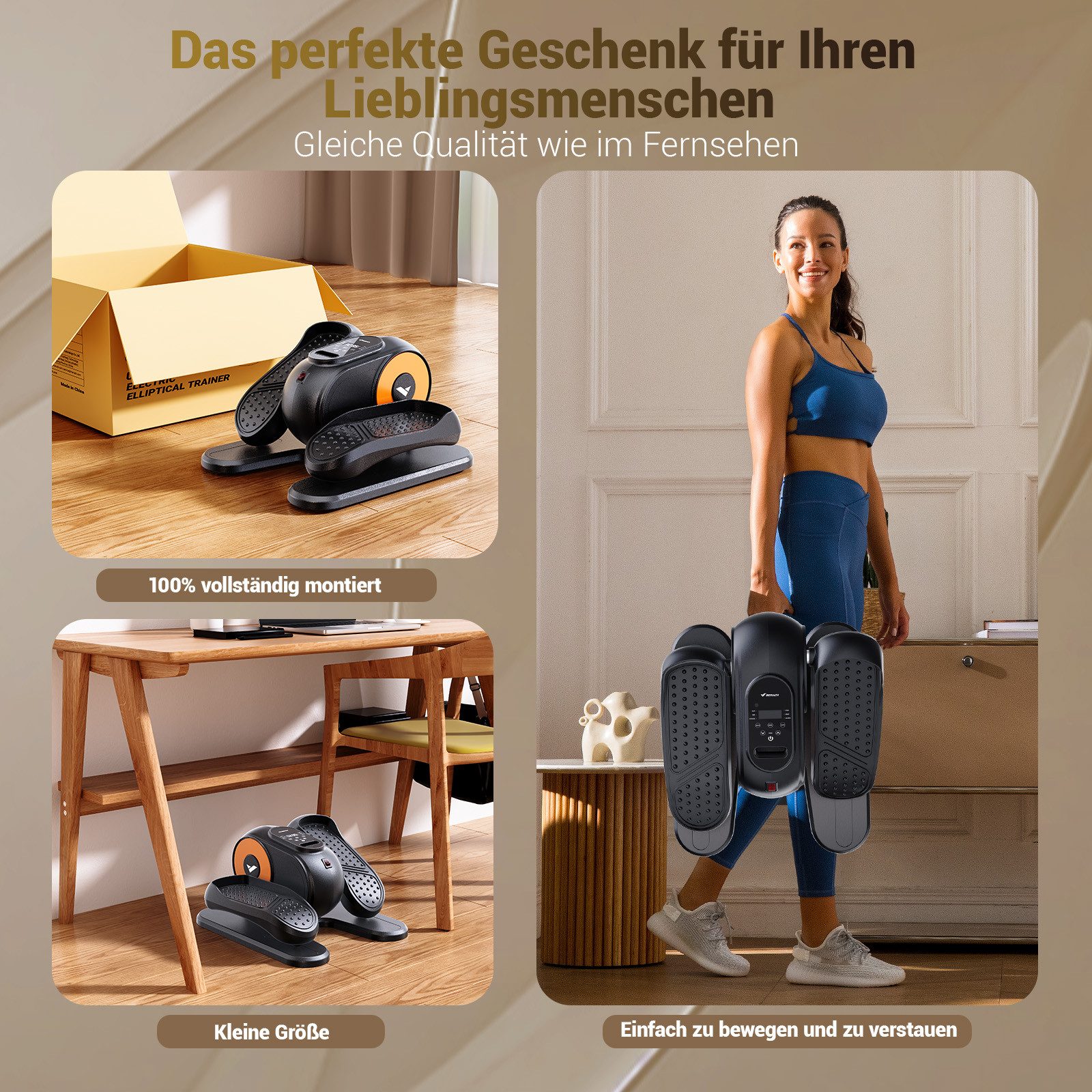 MERACH Ellipsentrainer Mini Ellipsentrainer für Zuhause, Untertisch Beintrainer, Crosstrainer (Pedaltrainer mit Fernbedienung, LED-Display, Fußmassagen, mit 12 Geschwindigkeiten, Leise & Tragbar, Beinschlaufen), Förderung der Blutzirkulation, für Senioren, Erwachsene