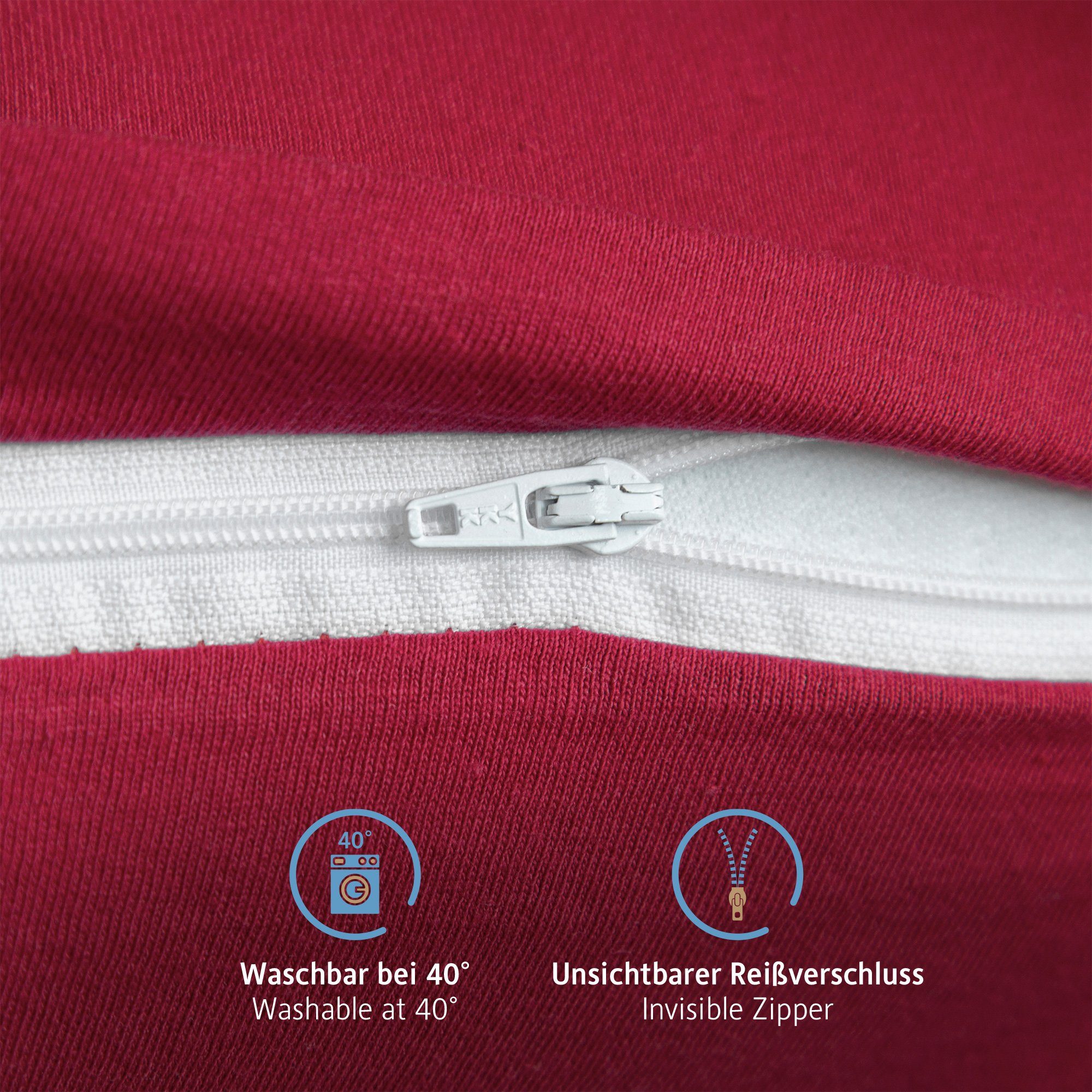 Komfortec Kissenbezug 100% Baumwolle, 150 g/m², (2 Stück), 40 x 60 cm, Kissenhülle, Superweicher Premium Jersey Kopfkissenbezug – Bild 5 von 5
