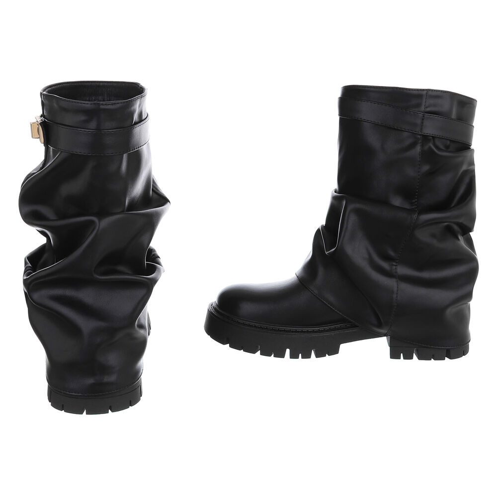 Ital-Design Damen Stiefel mit Profilsohle und Schnallen-Detail Westernstiefelette (92269009) Blockabsatz Stiefeletten in Schwarz – Bild 5 von 5