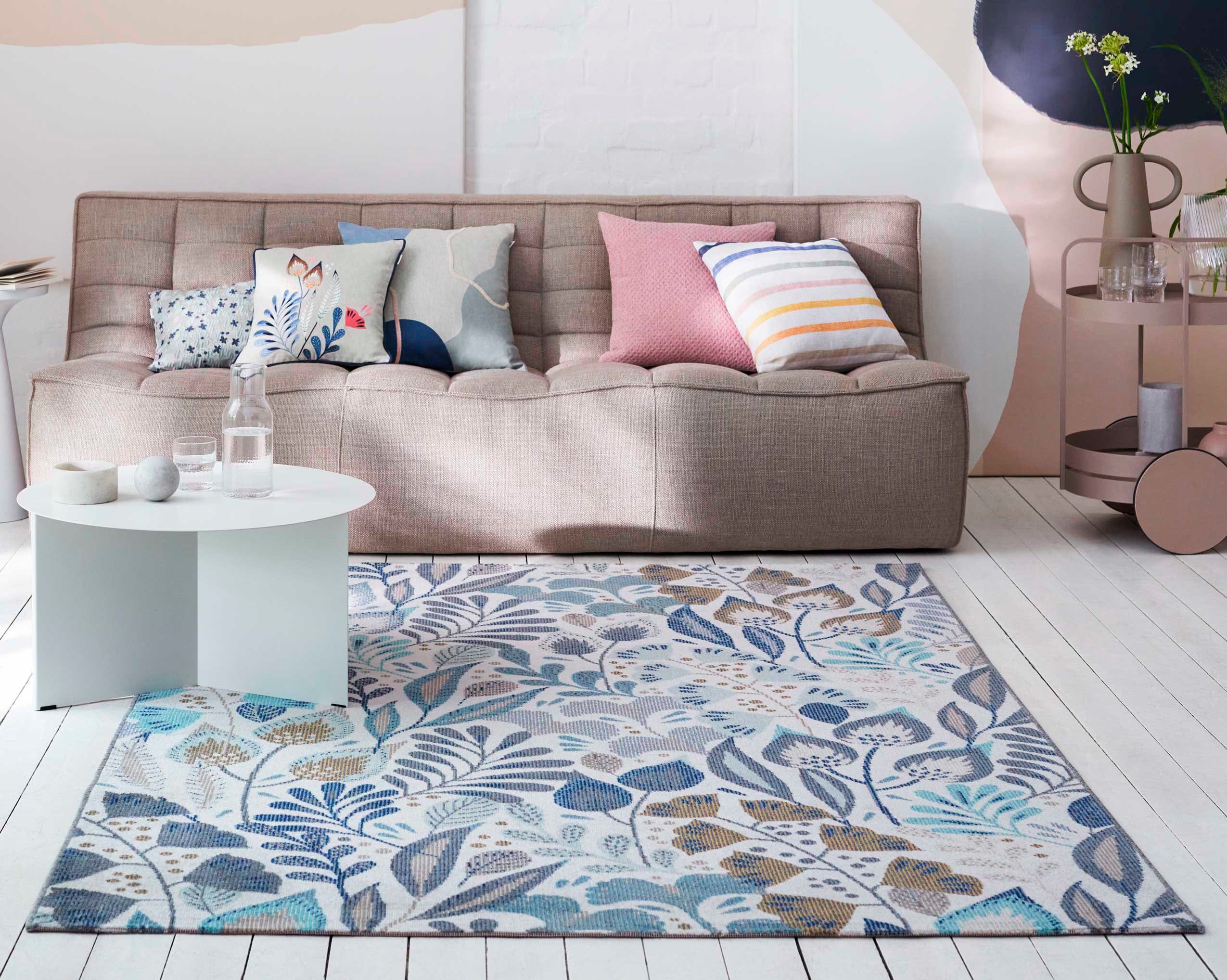 Esprit Outdoorteppich Lilly, ESP-21082, rechteckig, Höhe: 4 mm, Läufer, wetterfest mit blumigem Muster ideal für Balkon, Terrasse