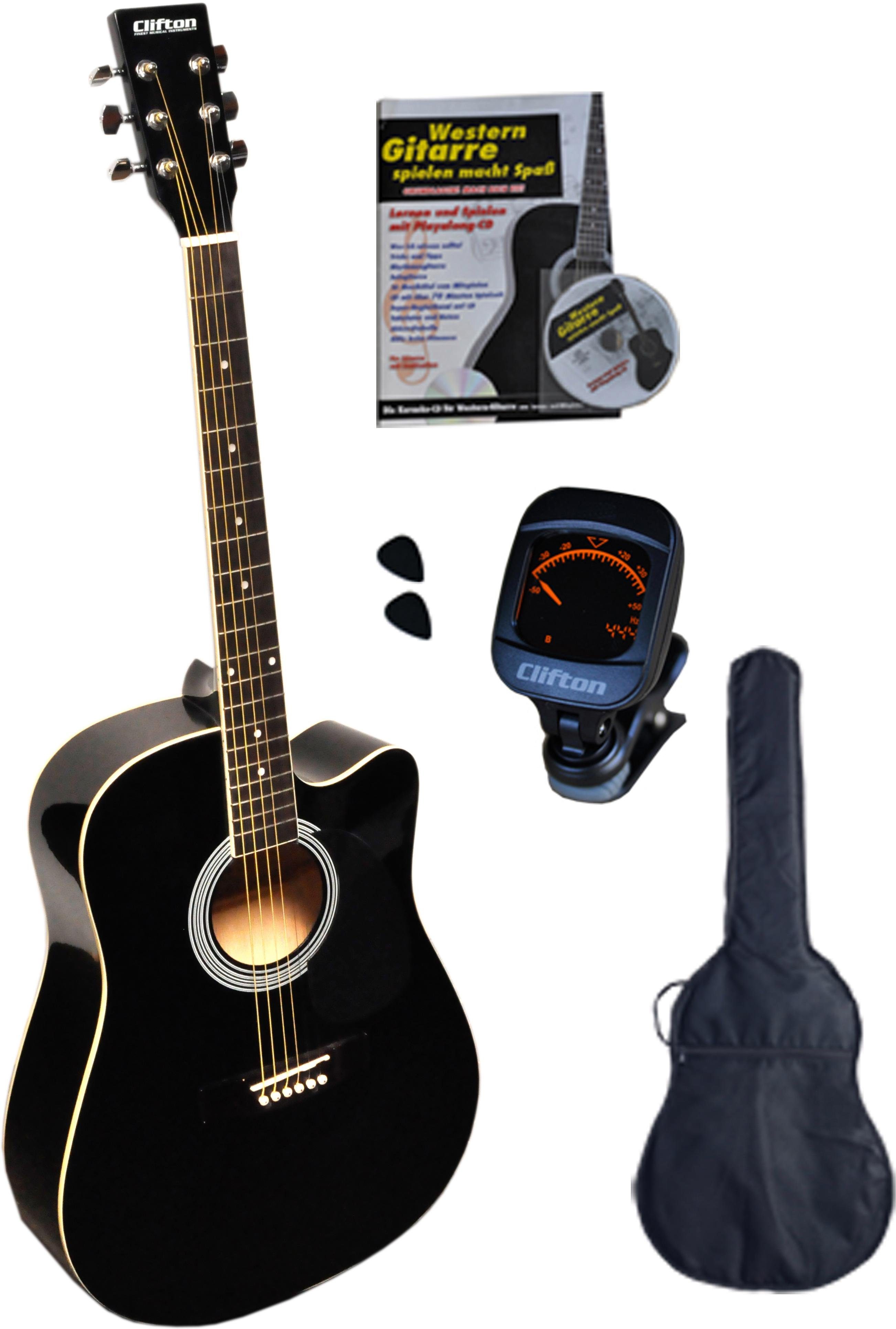 Westerngitarre Black Cutaway