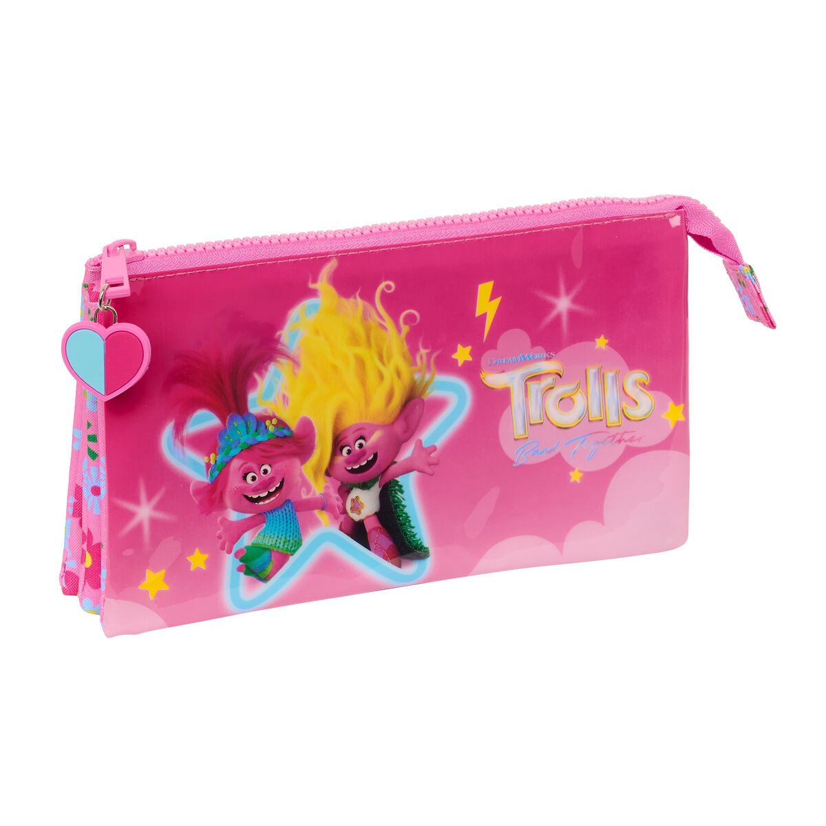 Trolls Federtasche Dreifaches Mehrzweck-Etui Trolls Rosa 22x12x3 cm