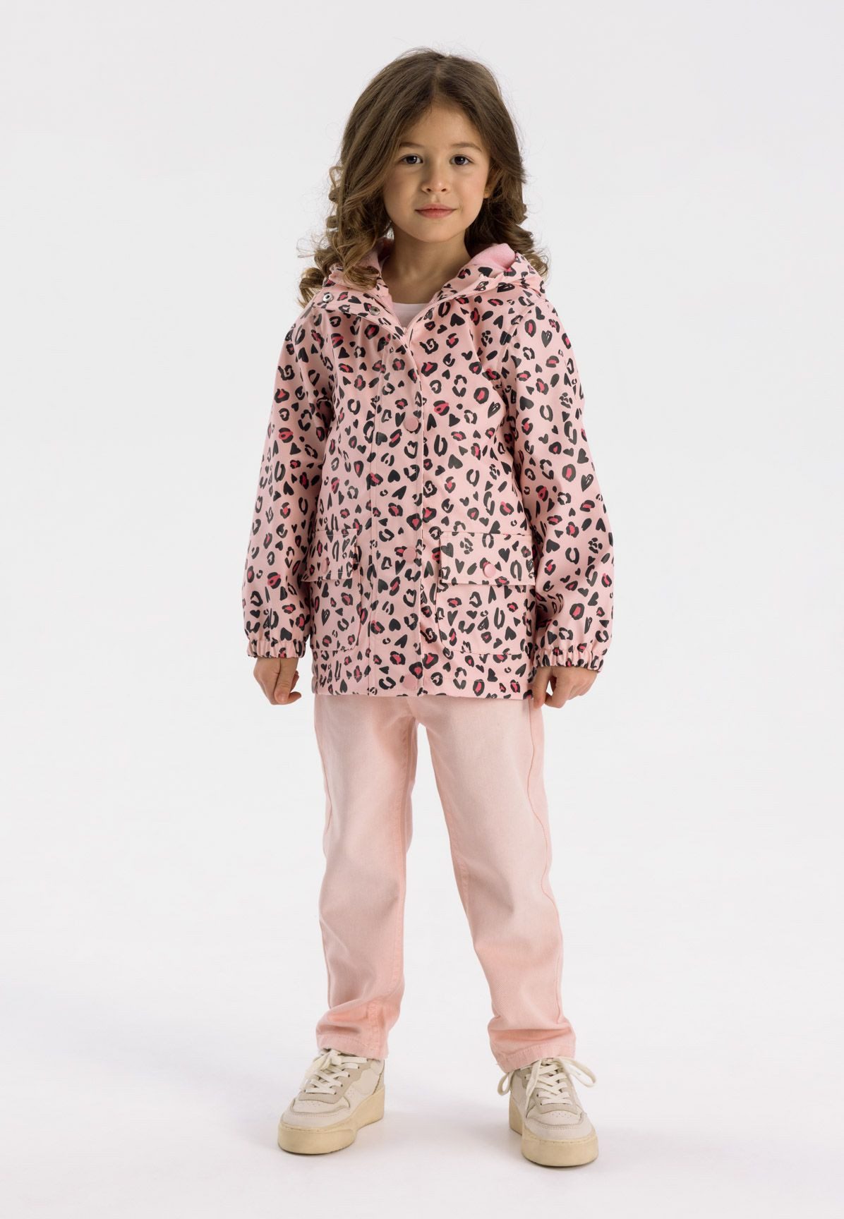 MINOTI Regenjacke Wasserabweisende Jacke für Mädchen mit Fleecefutter, elastische Ärmelabschlüsse