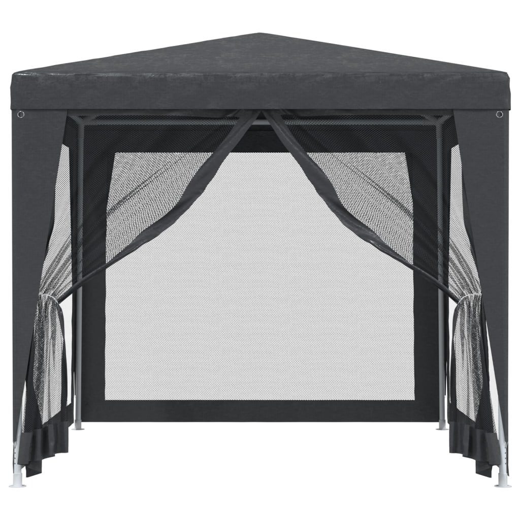 furnicato Partyzelt 250x250x245 cm Anthrazit mit wasserfestem HDPE-Dach, UV-beständiger Pavillon mit Mesh-Wänden und Reißverschluss-Zugang – Bild 3 von 5