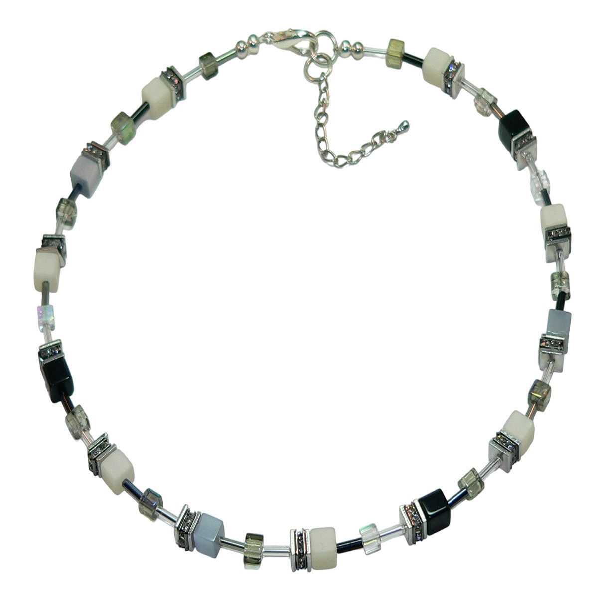 traumschmuck Collier 165nn Collier Würfelkette Hämatit Polaris schwarz weiß günstig online kaufen