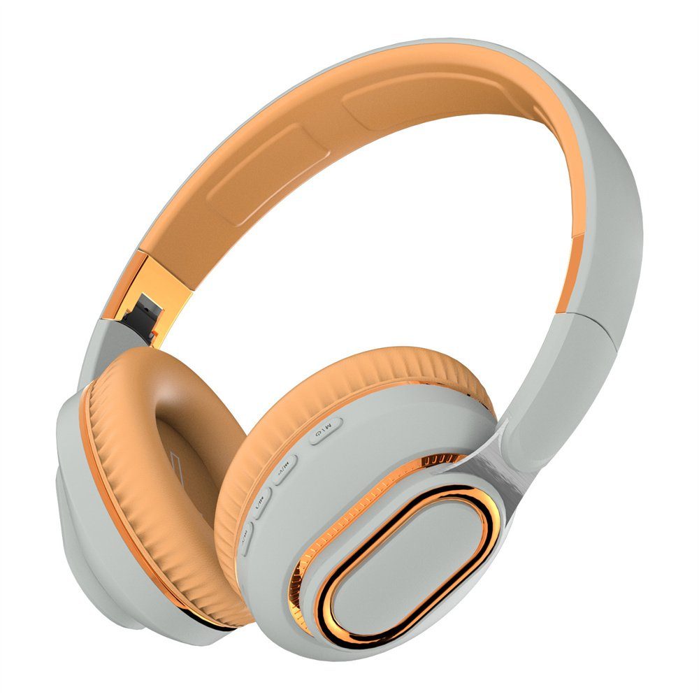 Dekorative Bluetooth 5.0 Kopfhörer HIFI-Klangqualität, 16h Akkulaufzeit Over-Ear-Kopfhörer (Geräuschunterdrückung, lange Akkulaufzeit, mehrere Wiedergabeoptionen) Grau | Over-Ear-Kopfhörer