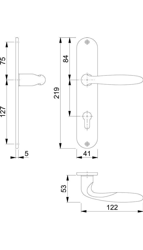 Messing F71 HOPPE Langschildgarnitur / 72 rechts PZ Verona mm Türbeschlag DIN links M151/302