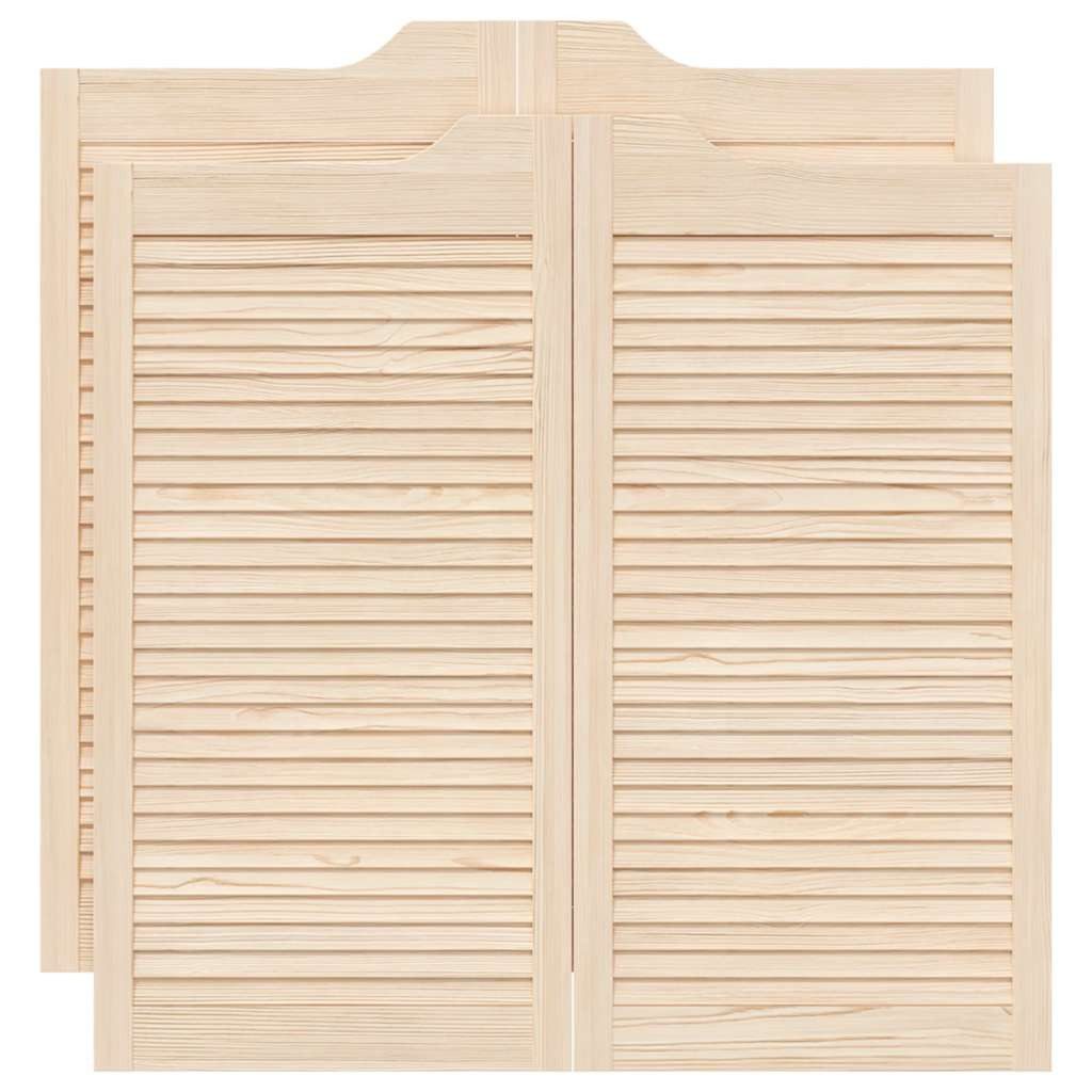 vidaXL Zimmertür Schwingtüren Lamellen-Design 2-Paar 100x100cm Massivholz Kiefer Innent