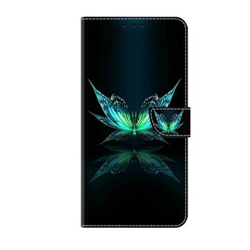 CLM-Tech Handytasche für Samsung Galaxy A55 5G Hülle - Tasche aus Kunstleder Klapphülle (schwarz türkiser Schmetterling, Handyhülle mit Standfunktion - Wallet Flip Case inklusive Kartenfächer), - Cover Etui mit Magnetverschluss - Galaxy A55 5G Schutzhülle