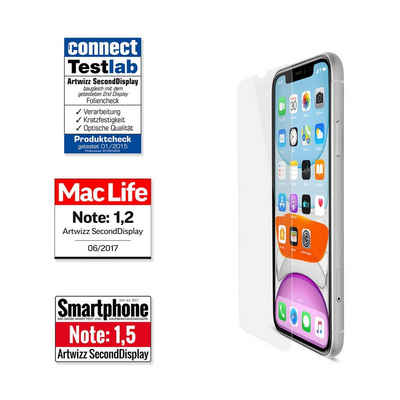 Artwizz Smartphone-Hülle Artwizz Rubber Clip + SecondDisplay Set geeignet für [iPhone XR] - Schutzhülle mit Soft-Touch-Beschichtung + Displayschutz aus Sicherheitsglas - Berry