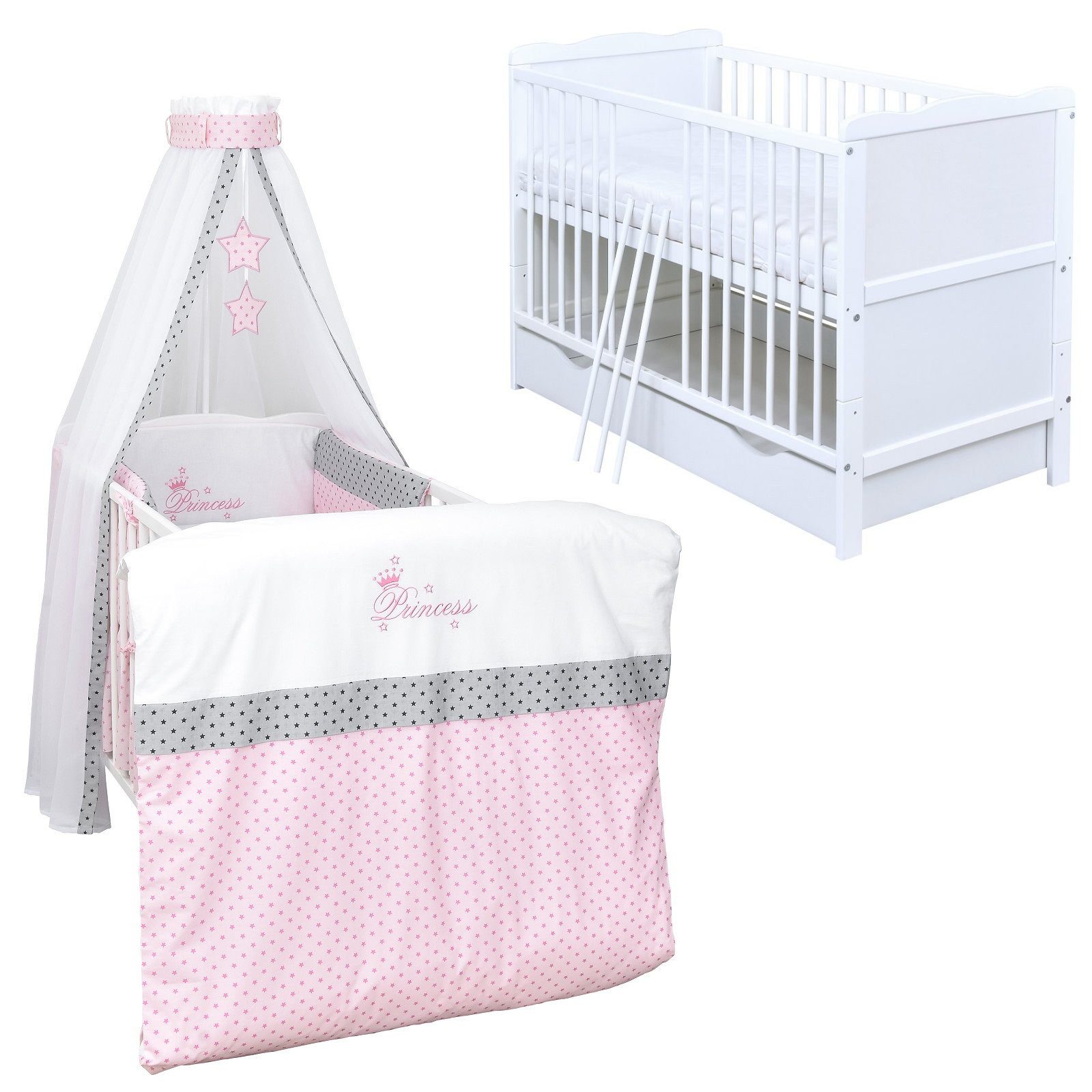 Komplettbett Babybett Jack Schublade Komplettset