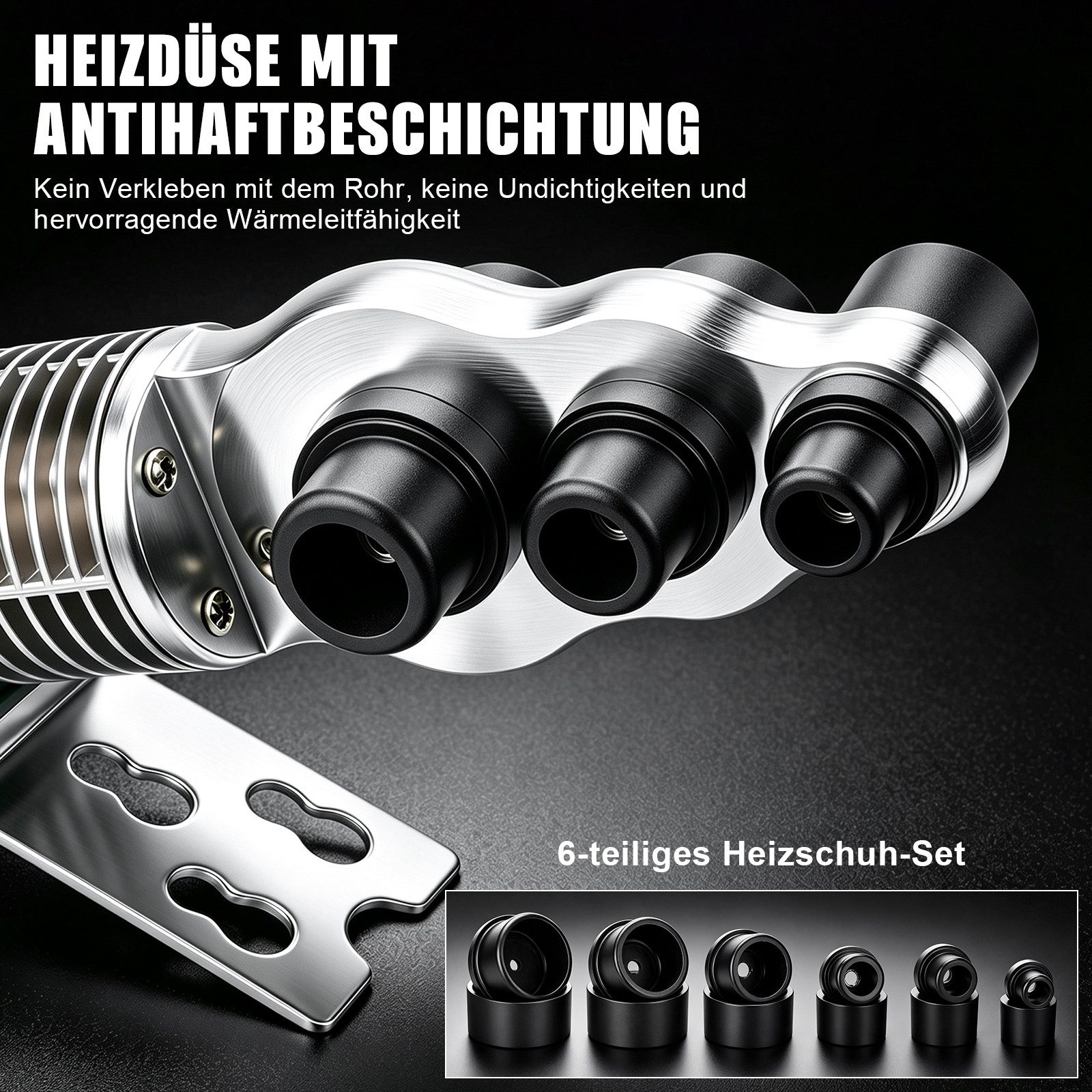 XERSEK Elektroschweißgerät Muffenschweißgerät mit Digitalanzeige Kunststoff Schweißgerät 20-63MM, 1500W Rohrschweißgerät mit Rohrschere & 6 Heizschuhe, 100-340° – Bild 4 von 5