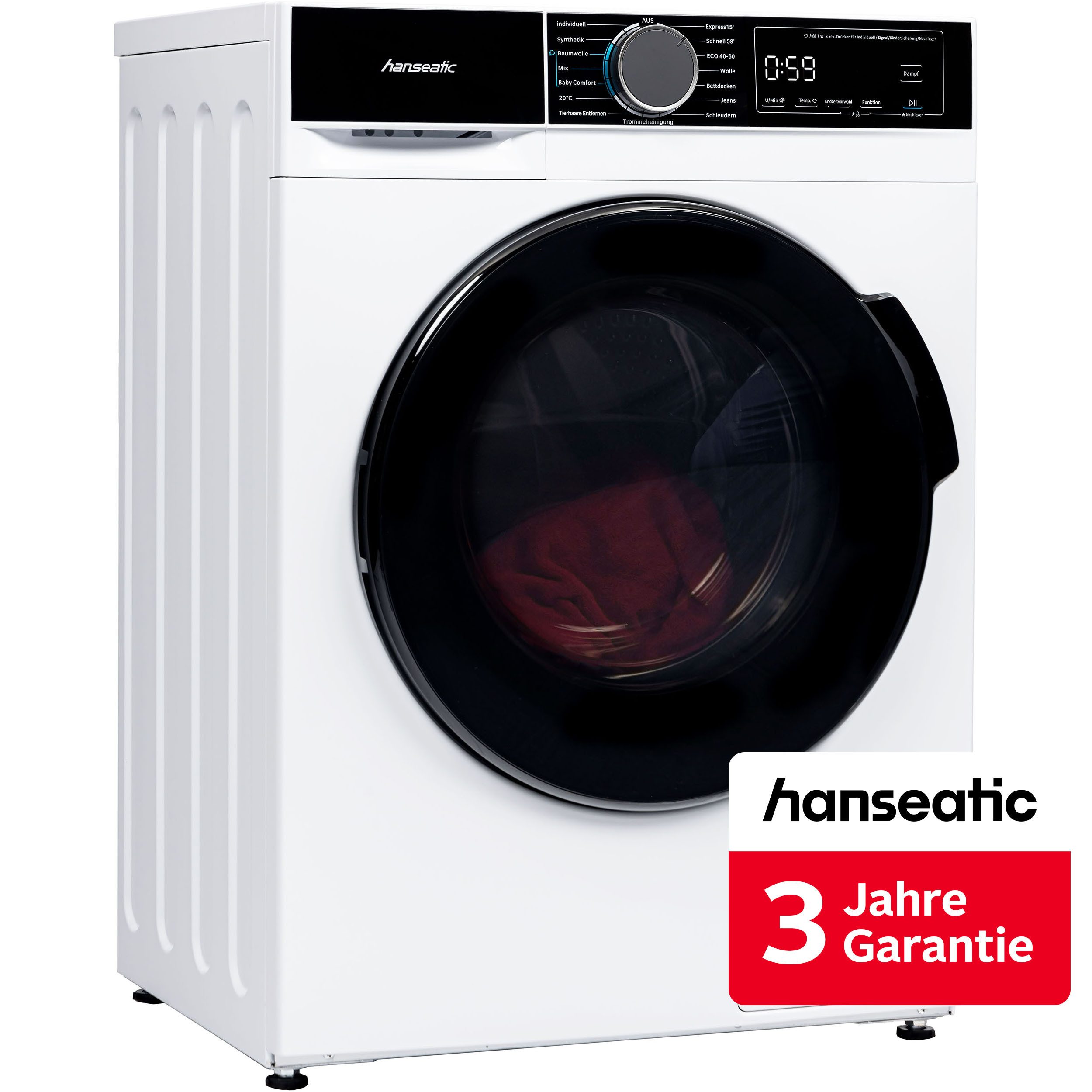 Hanseatic Waschmaschine HWMA814B, 8 kg, 1400 U/min, inkl. 3 Jahre Herstellergarantie