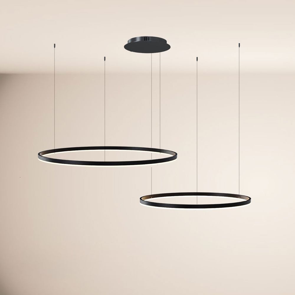 s.luce Pendelleuchte LED 2er-Ring Hängelampen Kombination Exzentrisch Gold, Warmweiß