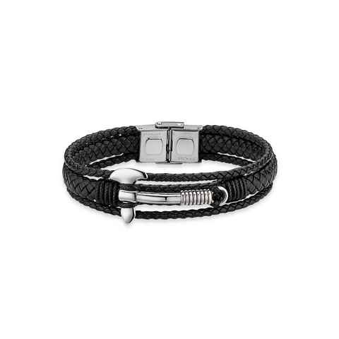 Bruno Banani Lederarmband Schmuck Geschenk, Armkette Axt Lederband breit Silber