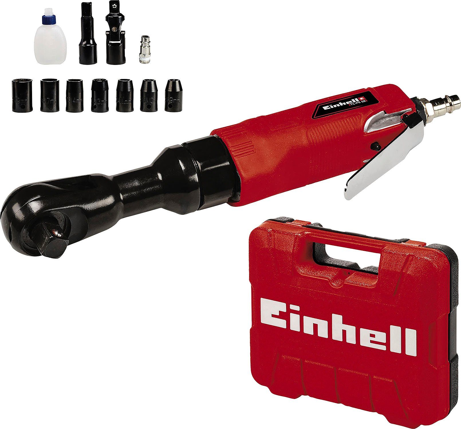 Einhell Druckluft-Ratschenschrauber TC-PR 68, 160 U/min, 68 Nm, (Set, 7-tlg), inkl. Koffer für universelle Aufbewahrung von Werkzeug und Zubehör