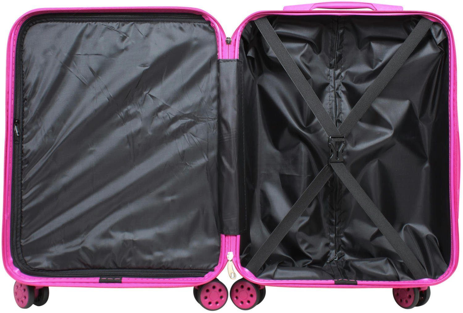 Warenhandel König Hartschalen-Trolley Santorin, 4 Rollen, farbig abgesetzte Griffe, Rollen und Reißverschlüsse