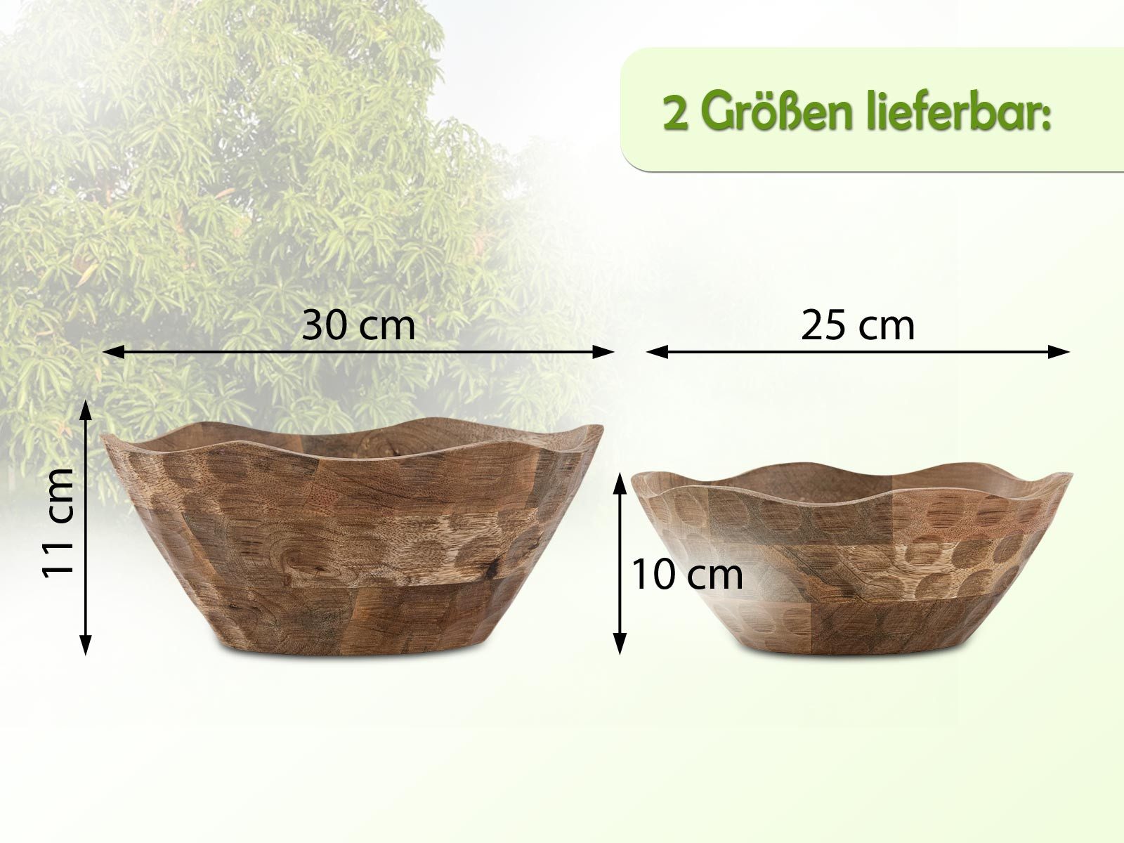 Amagohome Obstschale Obstschale rund Dekoschale Holzschüssel Schale Origin schlicht Mangoho, Mangoholz massiv