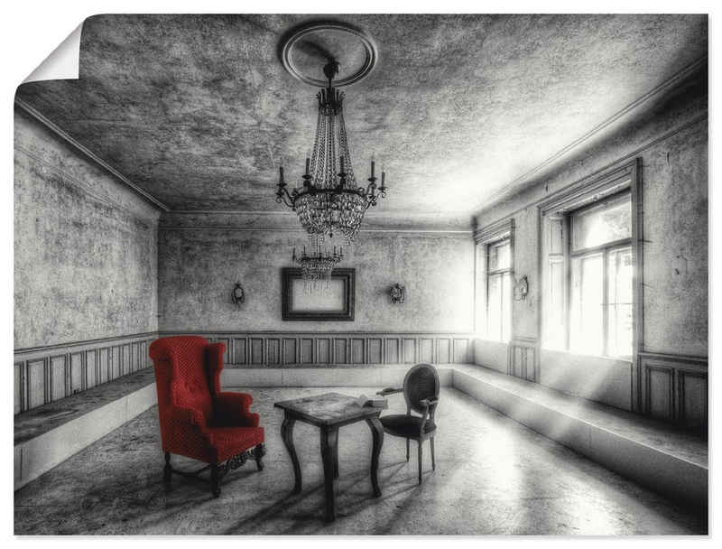 Artland Wandbild »Lost Place - Roter Sessel«, Architektonische Elemente (1 St), in vielen Größen & Produktarten - Alubild / Outdoorbild für den Außenbereich, Leinwandbild, Poster, Wandaufkleber / Wandtattoo auch für Badezimmer geeignet