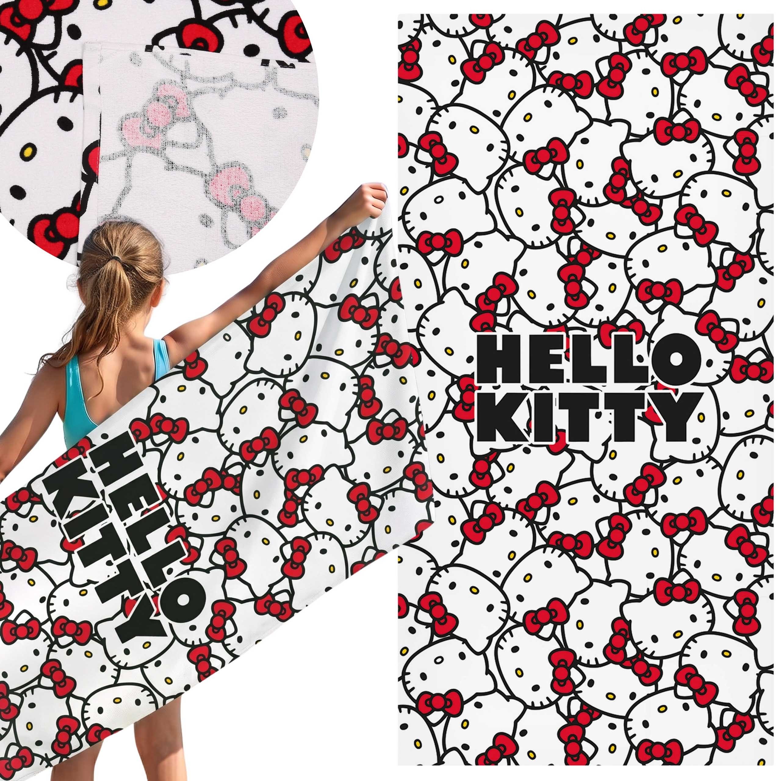 Sarcia.eu Badetuch Hello Kitty weißes Strand- und Badetuch aus Baumwolle, 70 x 140 cm