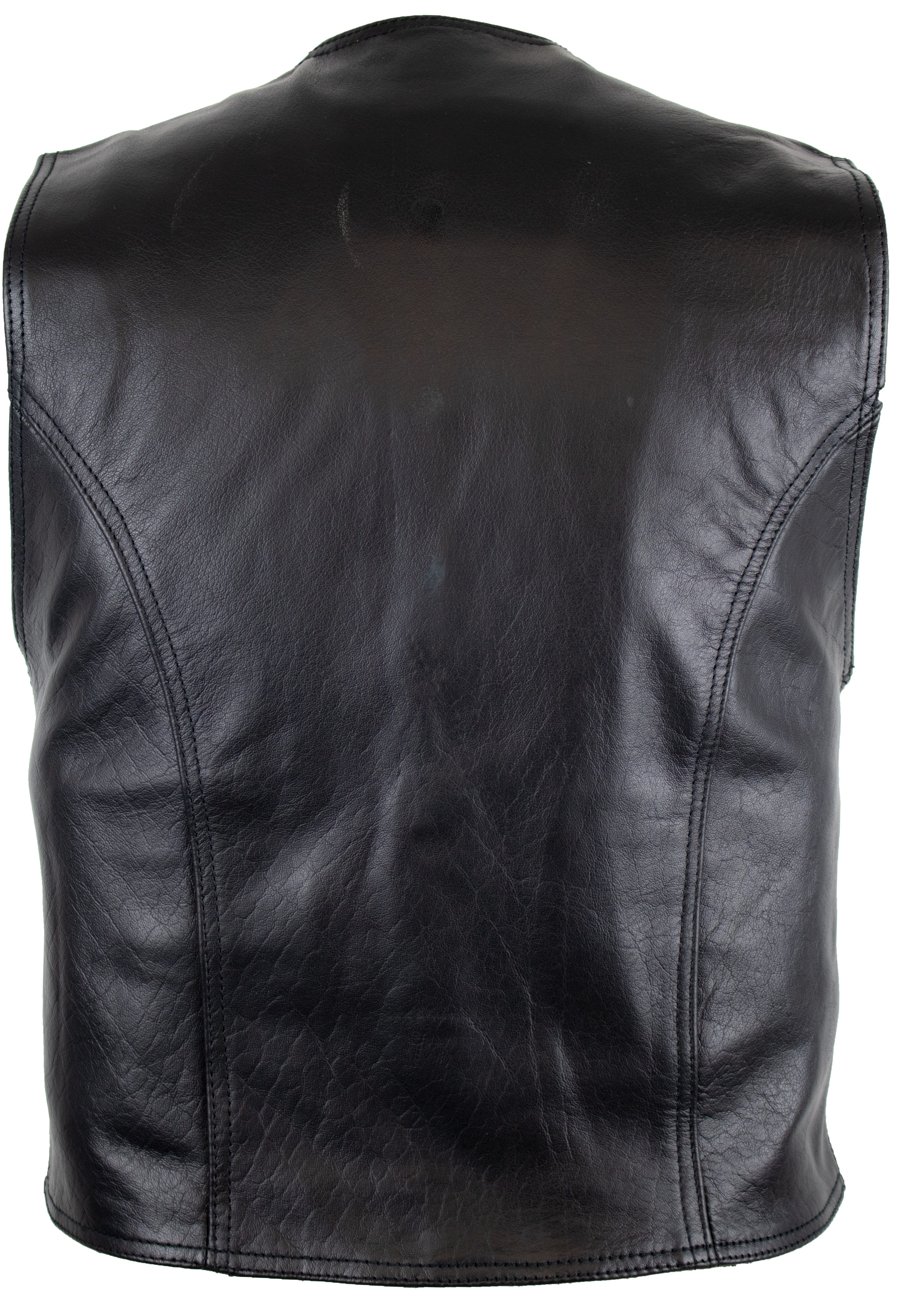 MDM Lederweste Klassische Herren Lederweste aus echtem Rinds Leder (Druckknopf) Glattes Leder