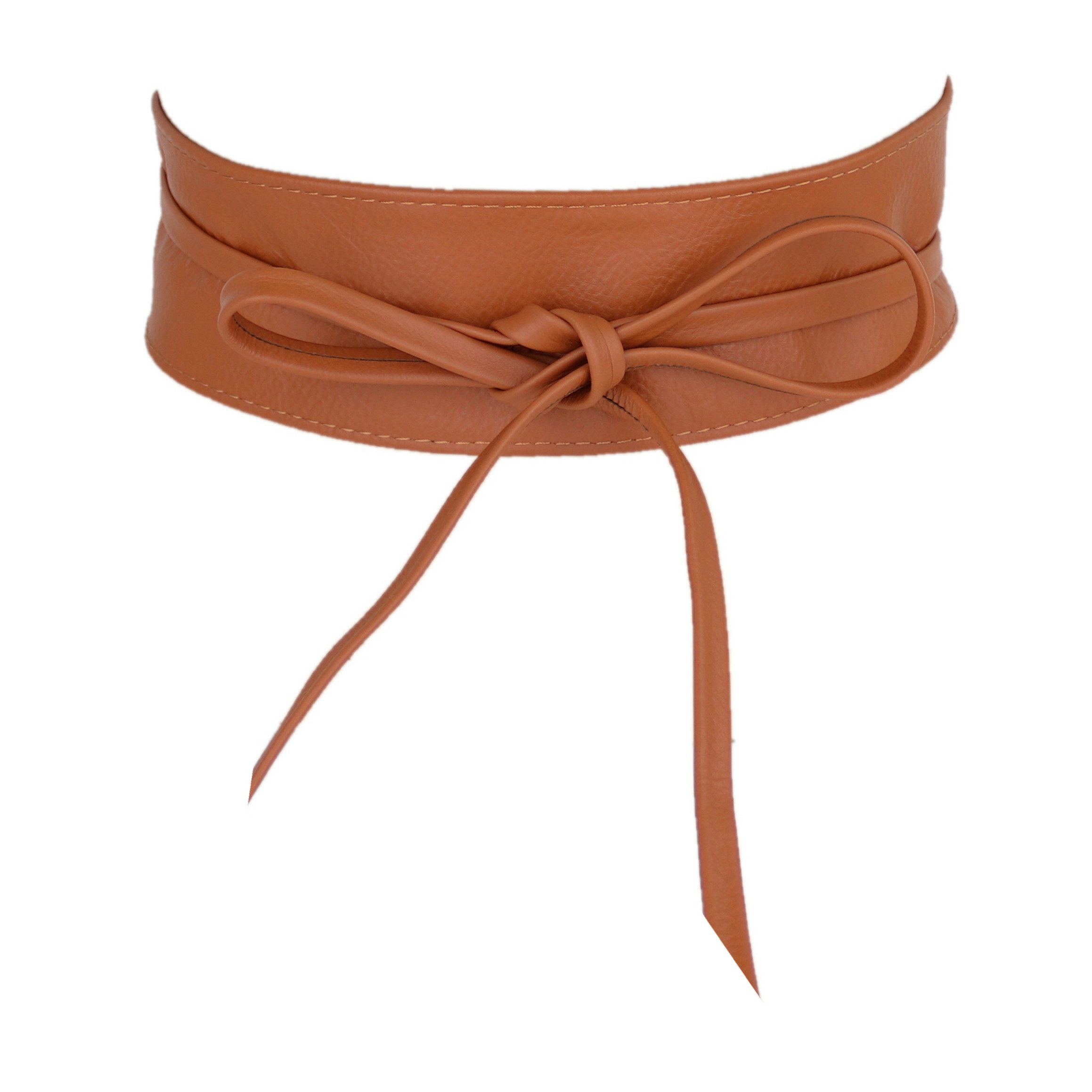 MIRROSI Taillengürtel Wickelgürtel aus Echtleder, Schleife mit breitem Bund (mit breitem Bund zum Wickeln, 7cm Breit, 265cm lang) OBi Gürtel, Bindegürtel, Schnürgürtel, Wickelgürtel