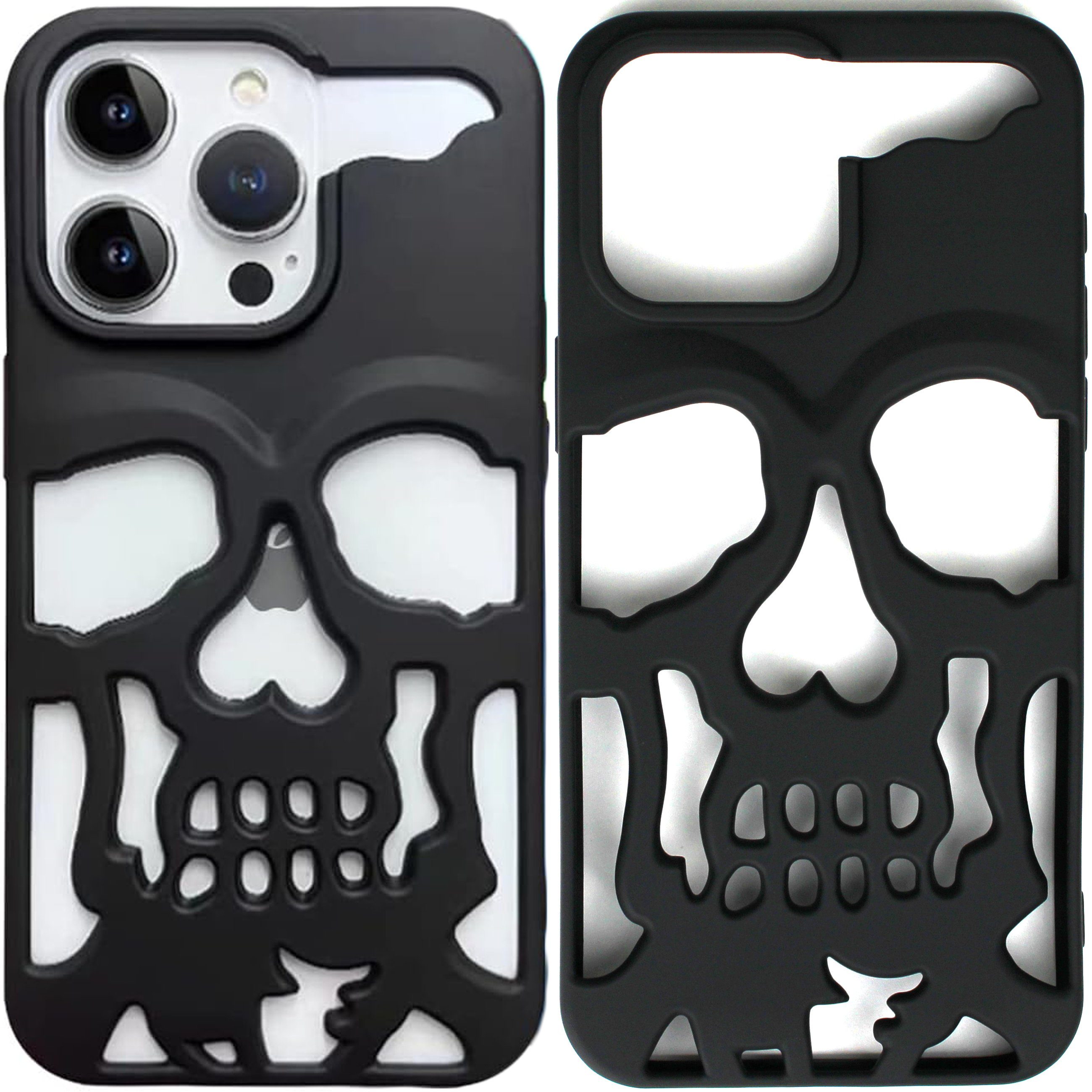 Wörleonline Handyhülle für Apple iPhone 15 Pro Max Hülle, Schutzhülle mit einem Totenkopf-Design, flexibel und biegsam