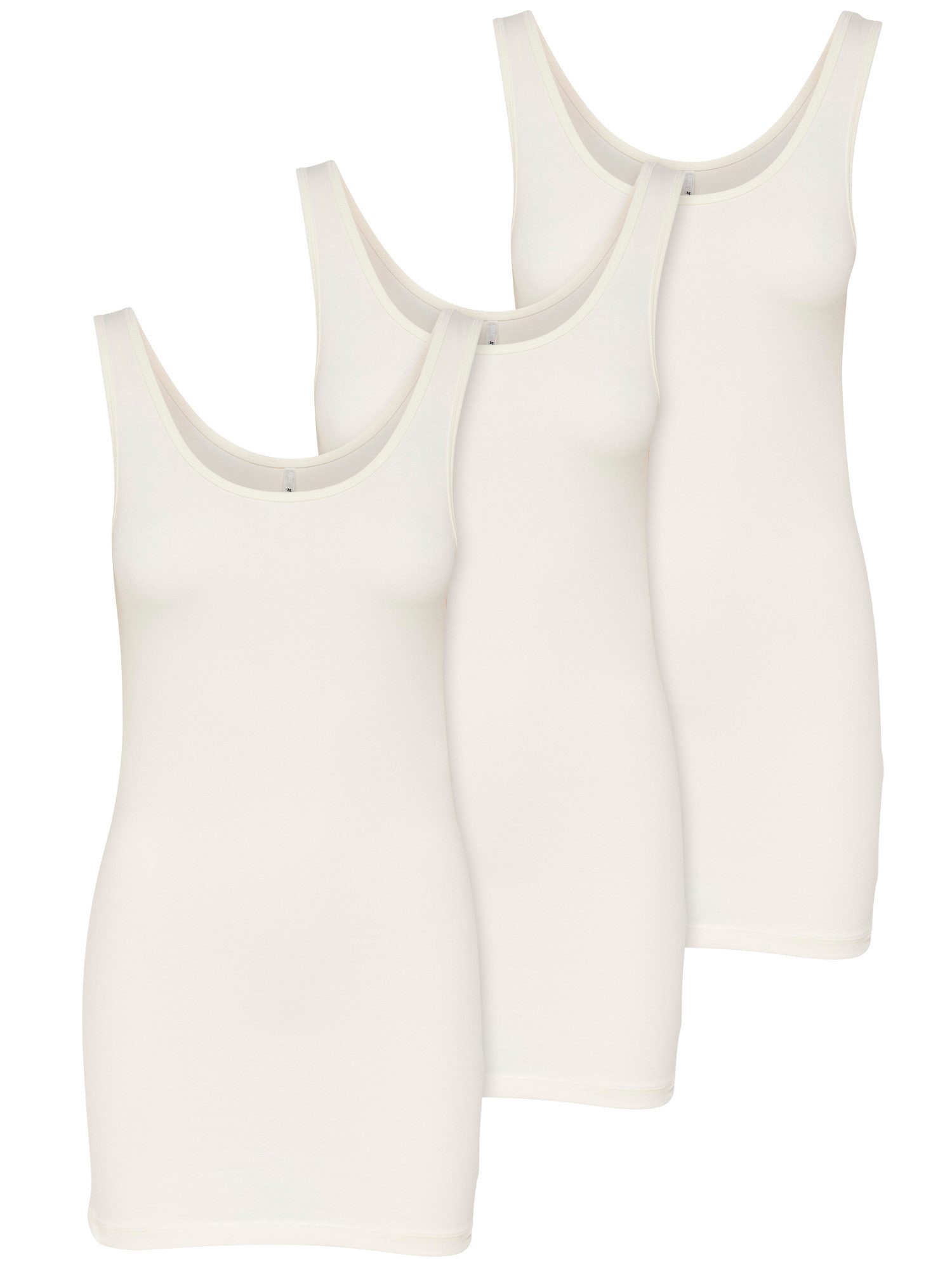 ONLY Tanktop Live Love (3-tlg) Lange Tops, elastische Baumwollqualität