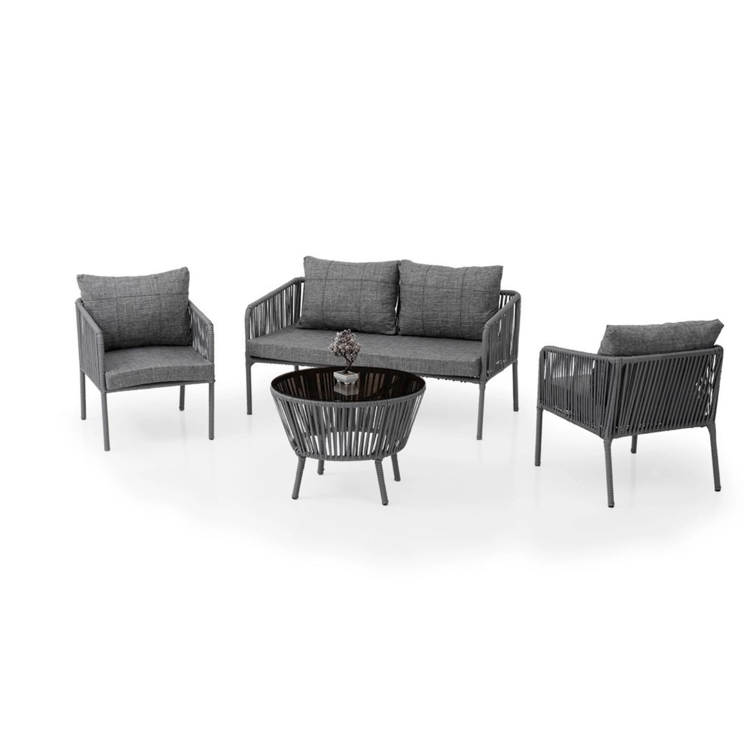 gowoll Gartenlounge-Set Garten möbel Polyrattan Aluminium Balkonset Loungeset Wetterfest, (Waschbare Bezüge mit Reißverschluss, 4 Personen)