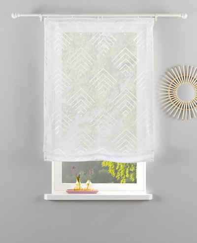Raffrollo Gordon, Guido Maria Kretschmer Home&Living, mit Klettband, transparent, gewebt mit Stickerei, monochrom