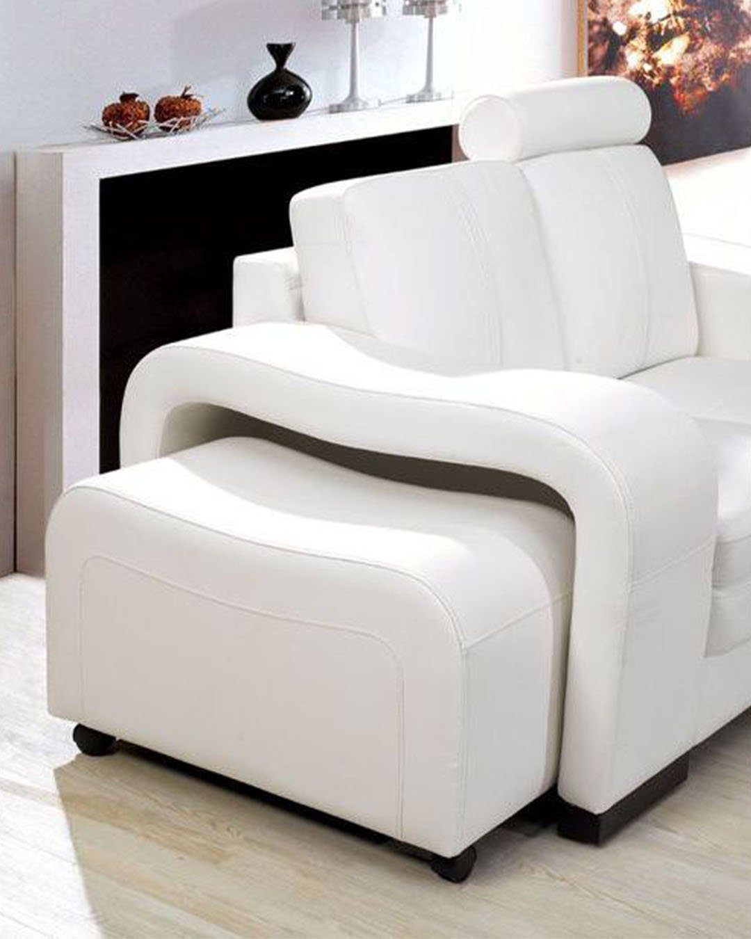 Europe Design Ledersofa JVmoebel Garnituren Made in Garnitur, Couch 3+2+1 Sofa Weiß Sitzer