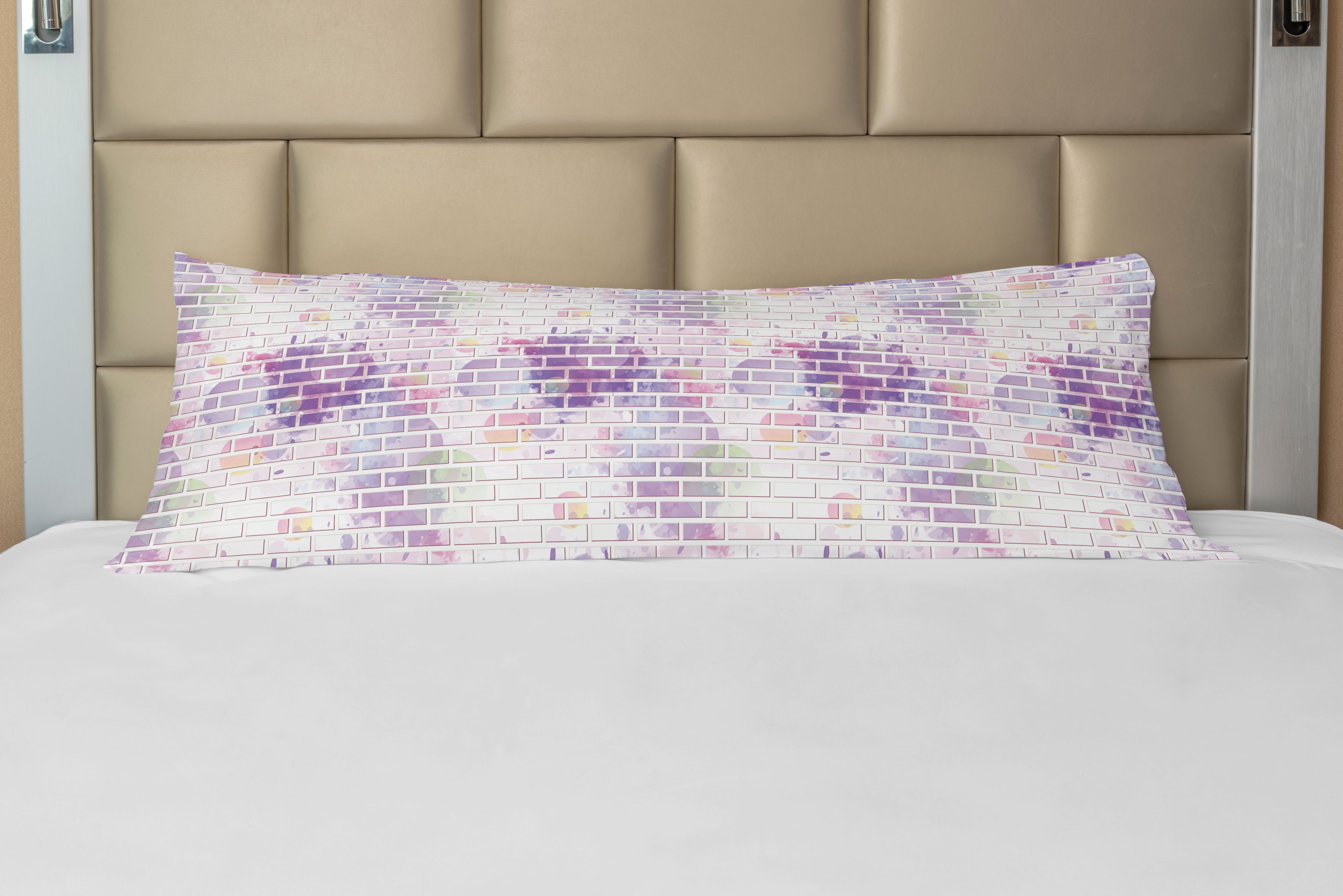 Vector Abakuhaus, Violett Brick Deko-Akzent Langer Seitenschläferkissenbezug Graffiti Kissenbezug,