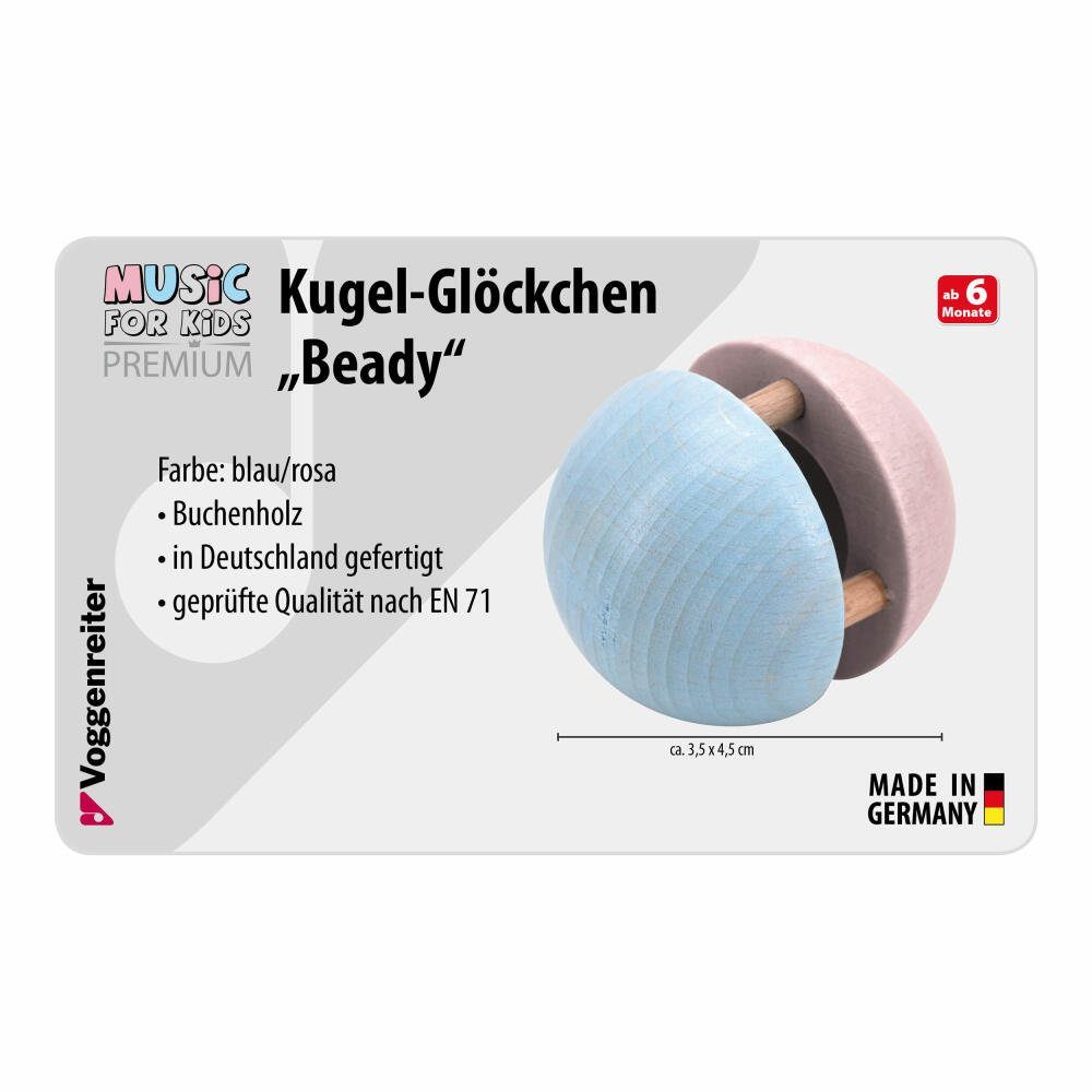 Voggenreiter Stabrassel Music For Kids Premium Kugel-Glöckchen Beady, Blau