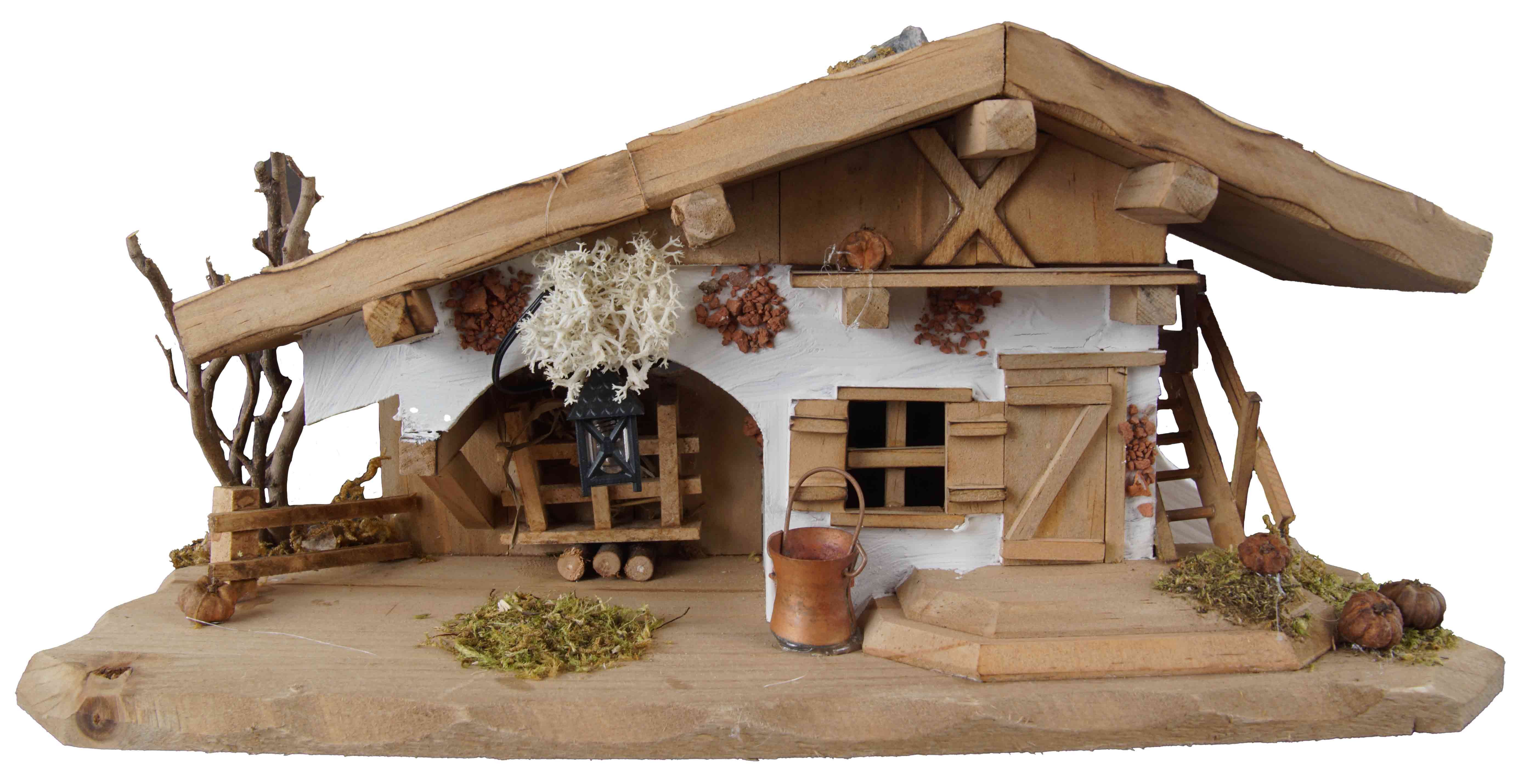 Krippenursel Krippe Weihnachtskrippe Schupf inkl. 11-tlg. Figurensatz K 111 (11-tlg), Trafo für die Beleuchtung ist im Lieferumfang nicht enthalten