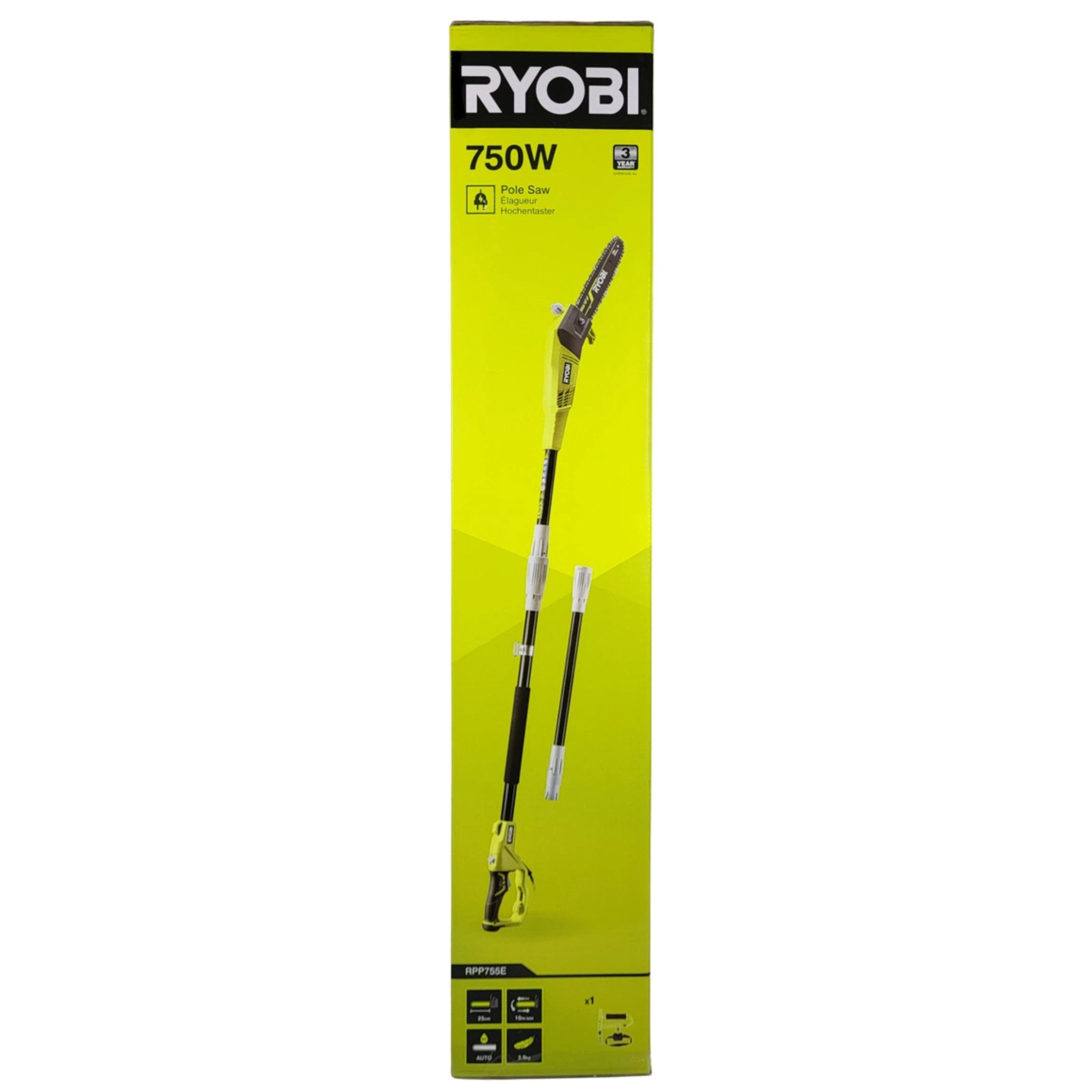 Ryobi Akku-Hochentaster Ryobi RPP755E Hochentaster 750 W mit 25 cm Schwert, (1 St)