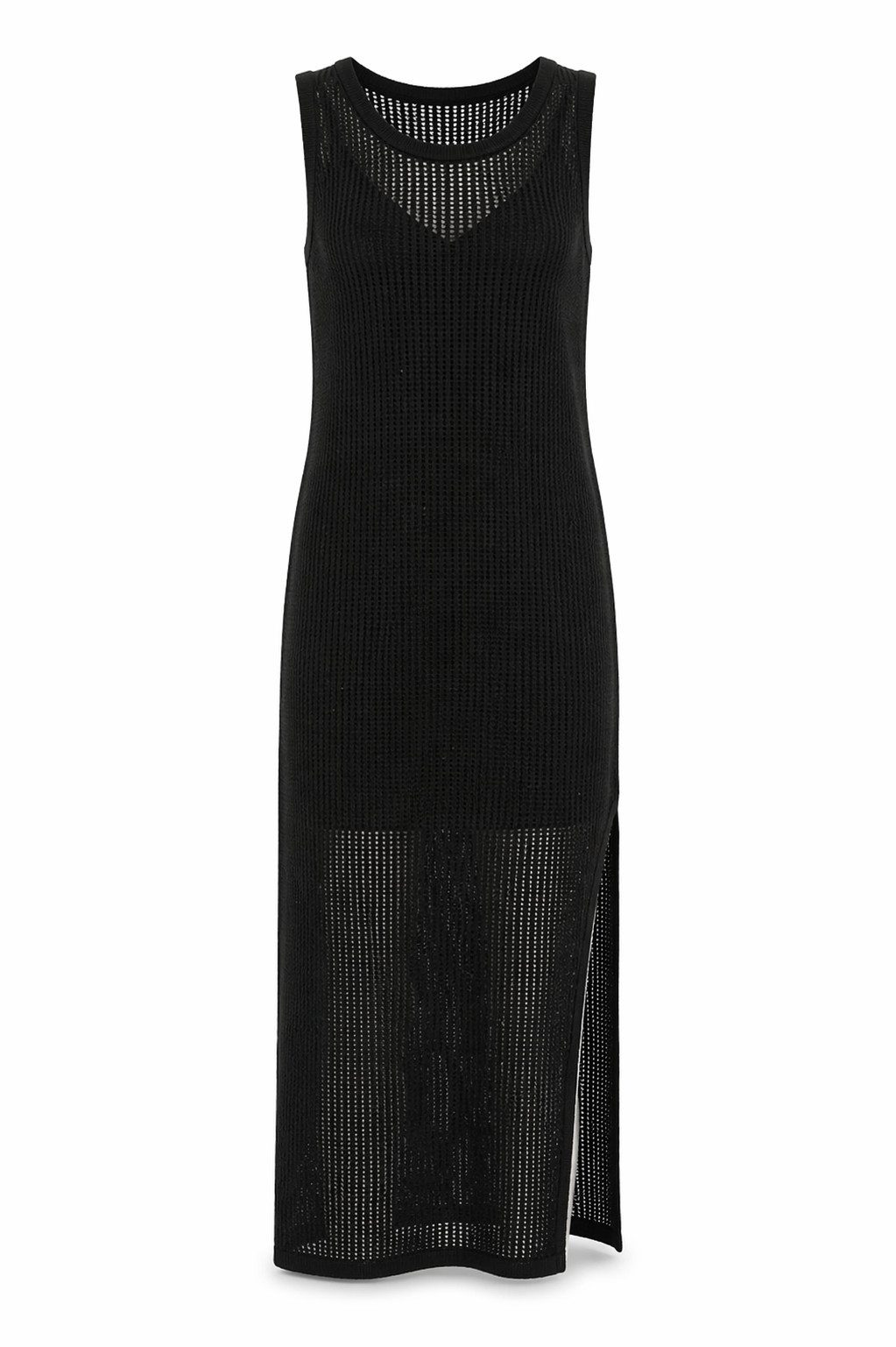 Freeman T. Porter Sommerkleid Rommy Mesh Kleid - Meshkleid - langes Kleid schwarz - Strickkleid
