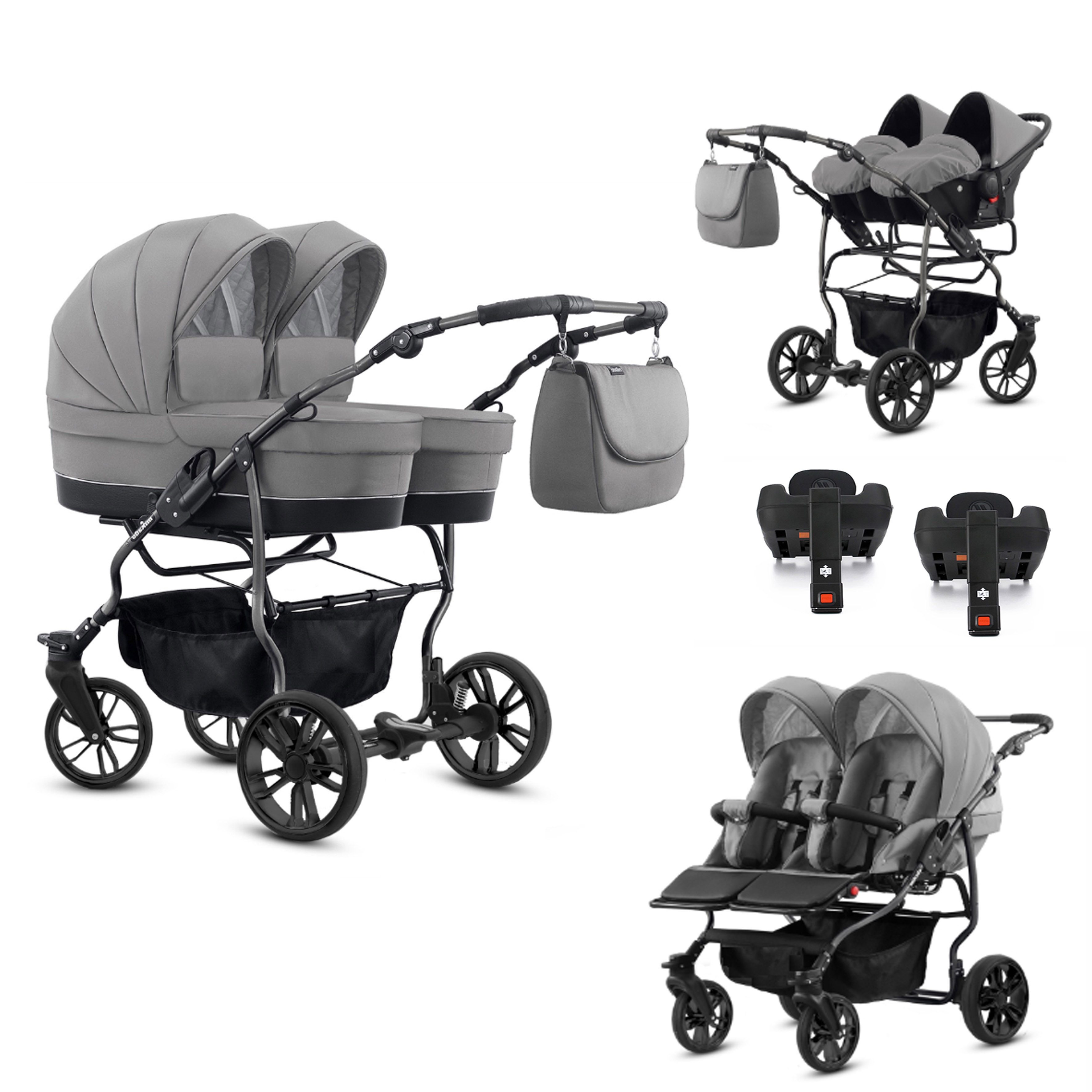 Zwillingswagen Twin Lux 5 in 1 inkl. Sportsitze, Autositze und Isos in 7 Farben