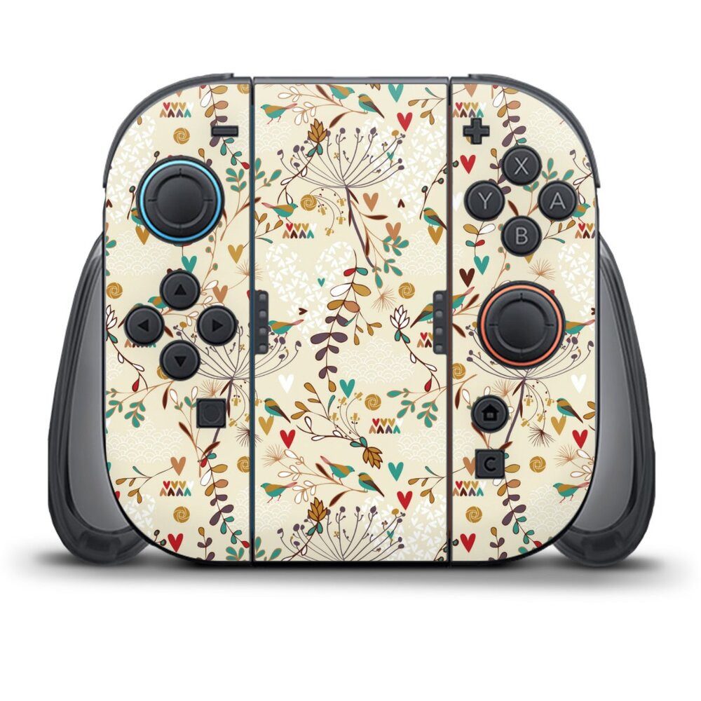 DeinDesign Konsolen-Cover Retro Vogel Blumen Floral Wilderness, Nintendo Switch 2 Controller Skin Aufkleber Sticker Folie