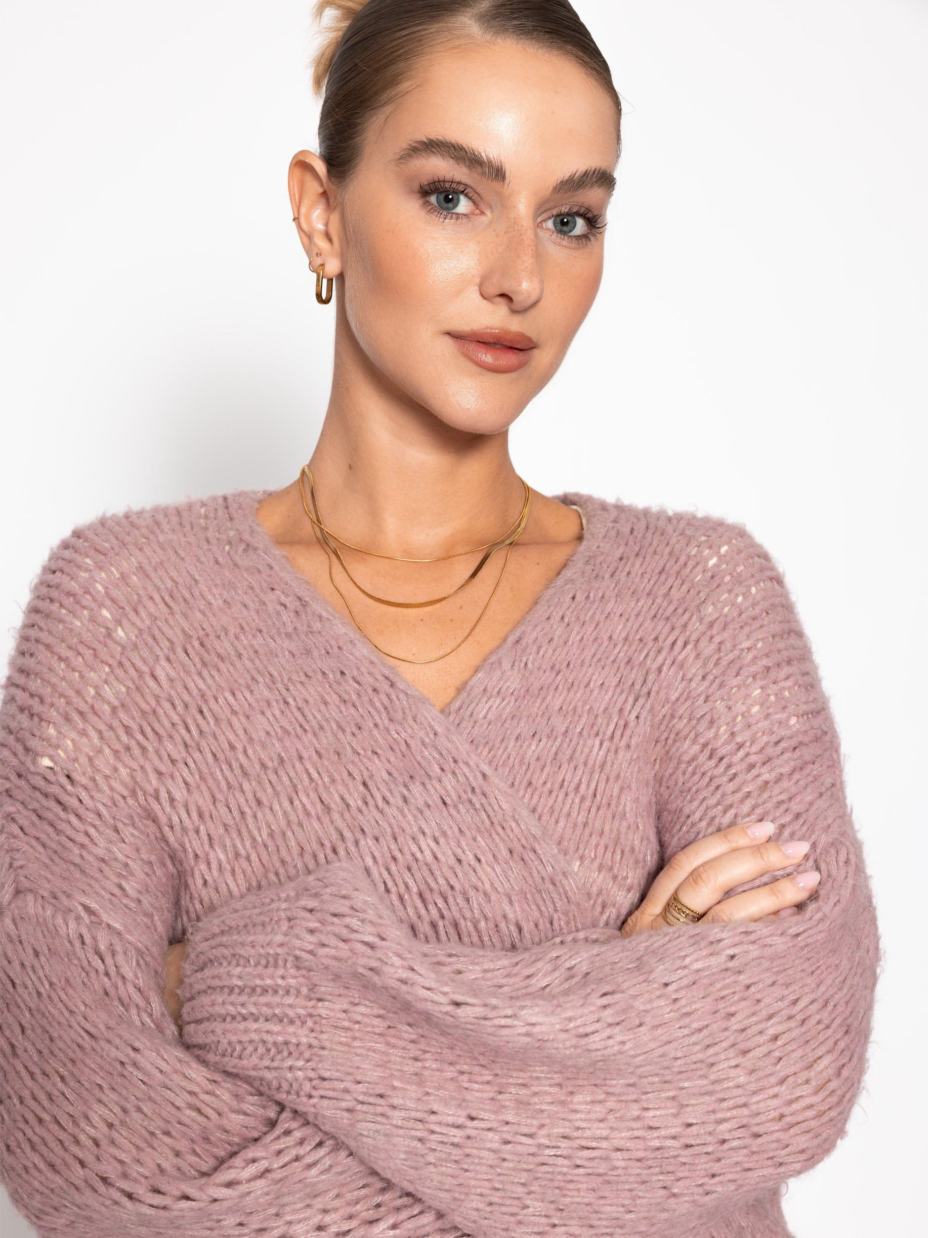 SASSYCLASSY Cardigan Oversize Cardigan aus Strick Damen Strickcardigan im oversized Fit mit Rippbündchen – Bild 5 von 5
