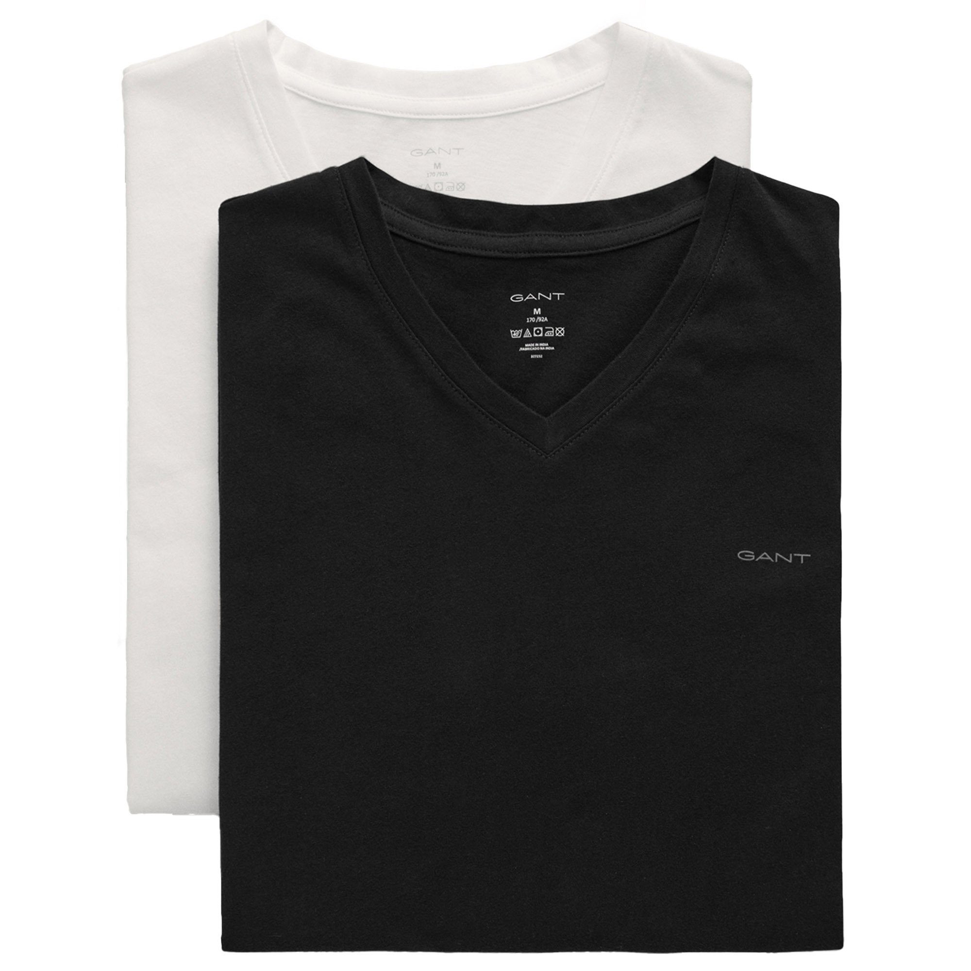 Gant T-Shirt 2-PACK Pack Herren Schwarz/Weiß - T-SHIRT 2er T-Shirt, V-NECK