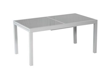 MERXX Garten-Essgruppe Carrara, (Set 7-teilig, Tisch, 6 Klappsessel, Aluminium mit Textilbespannung, Sicherheitsglas), mit ausziehbarem Tisch