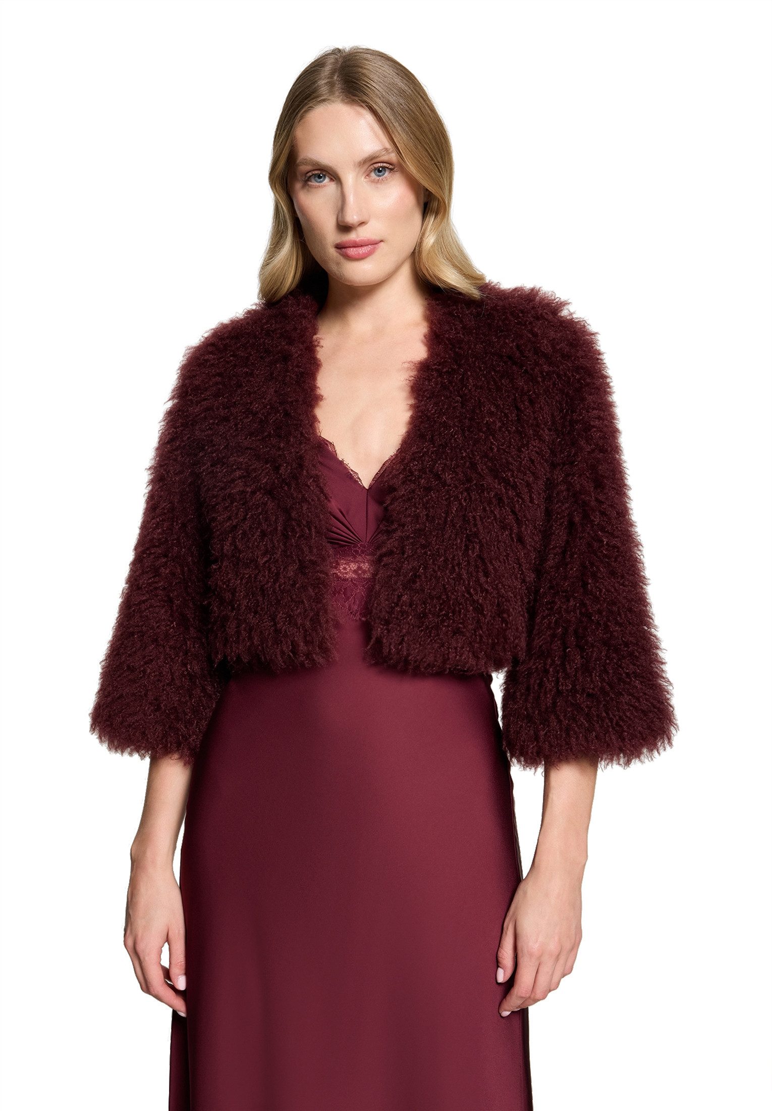 Vera Mont Fellimitatjacke Damen mit Rundhalsausschnitt
