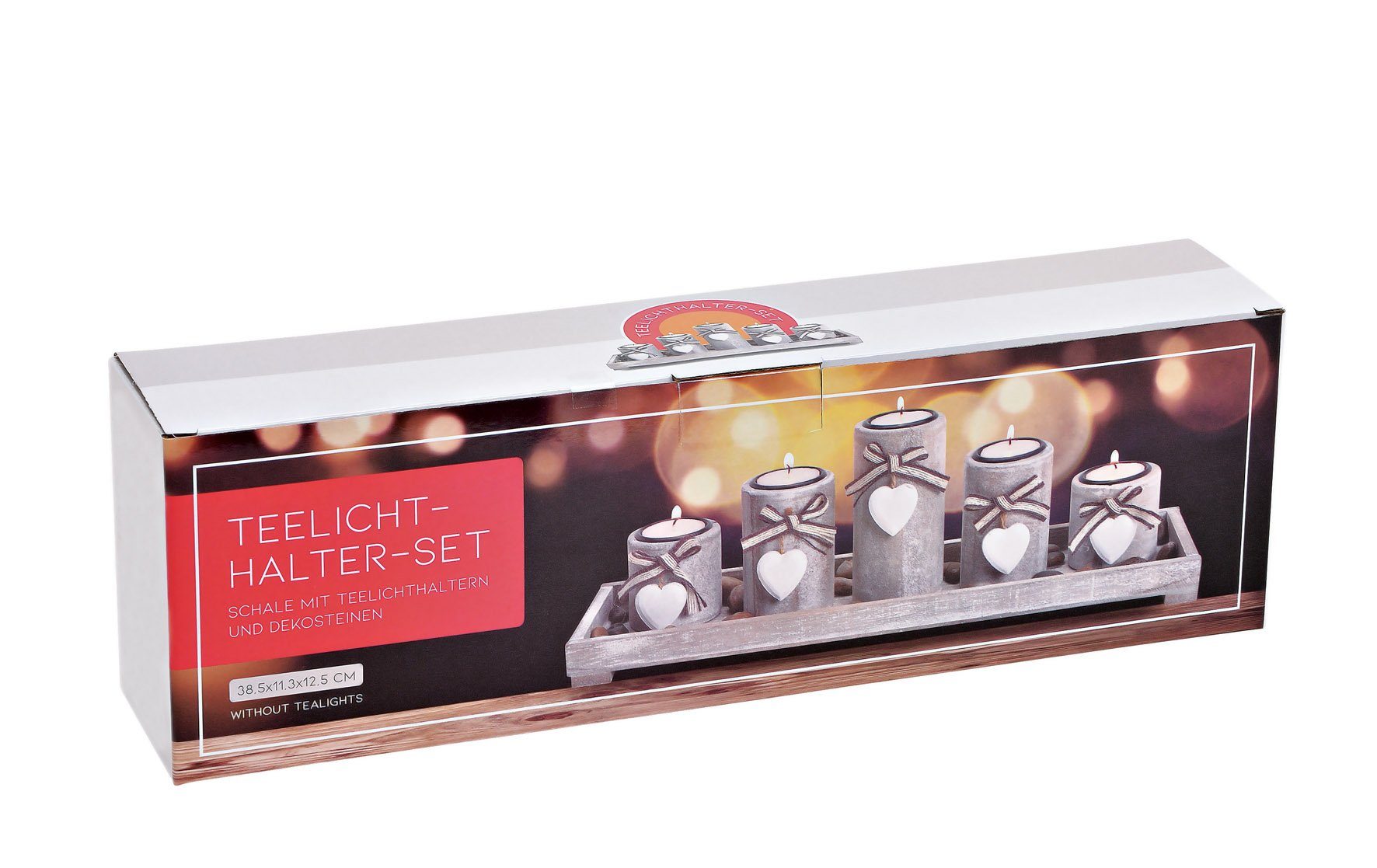 Spetebo Kerzentablett Teelichthalter Deko Set 7-teilig - shabby weiß (Set, 7 St., Komplettset)
