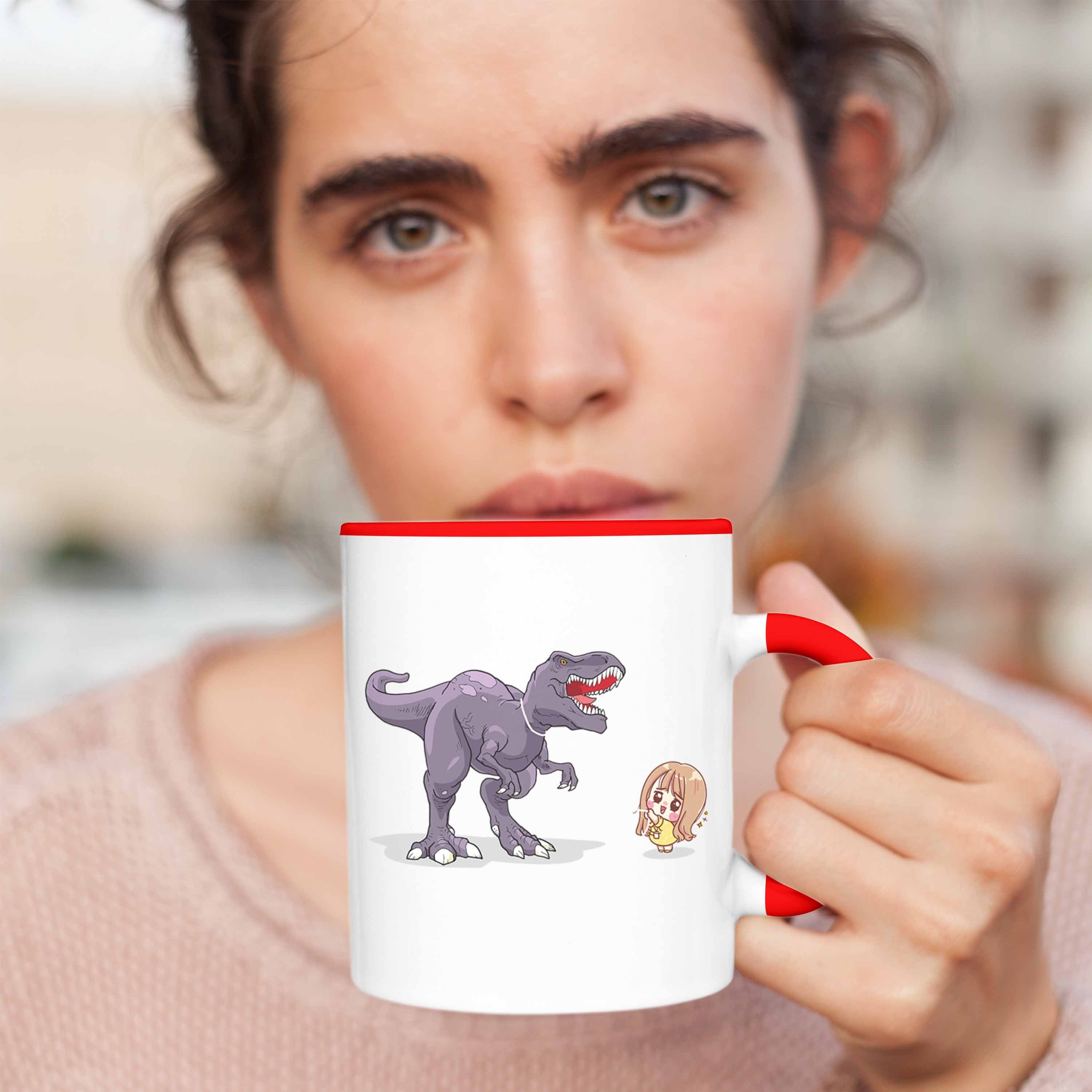 für Geschenke Tasse Tasse Geschenkidee Mädchen Dinosaurier Dinofans Coole Rot - Trendation Lustig Trendation