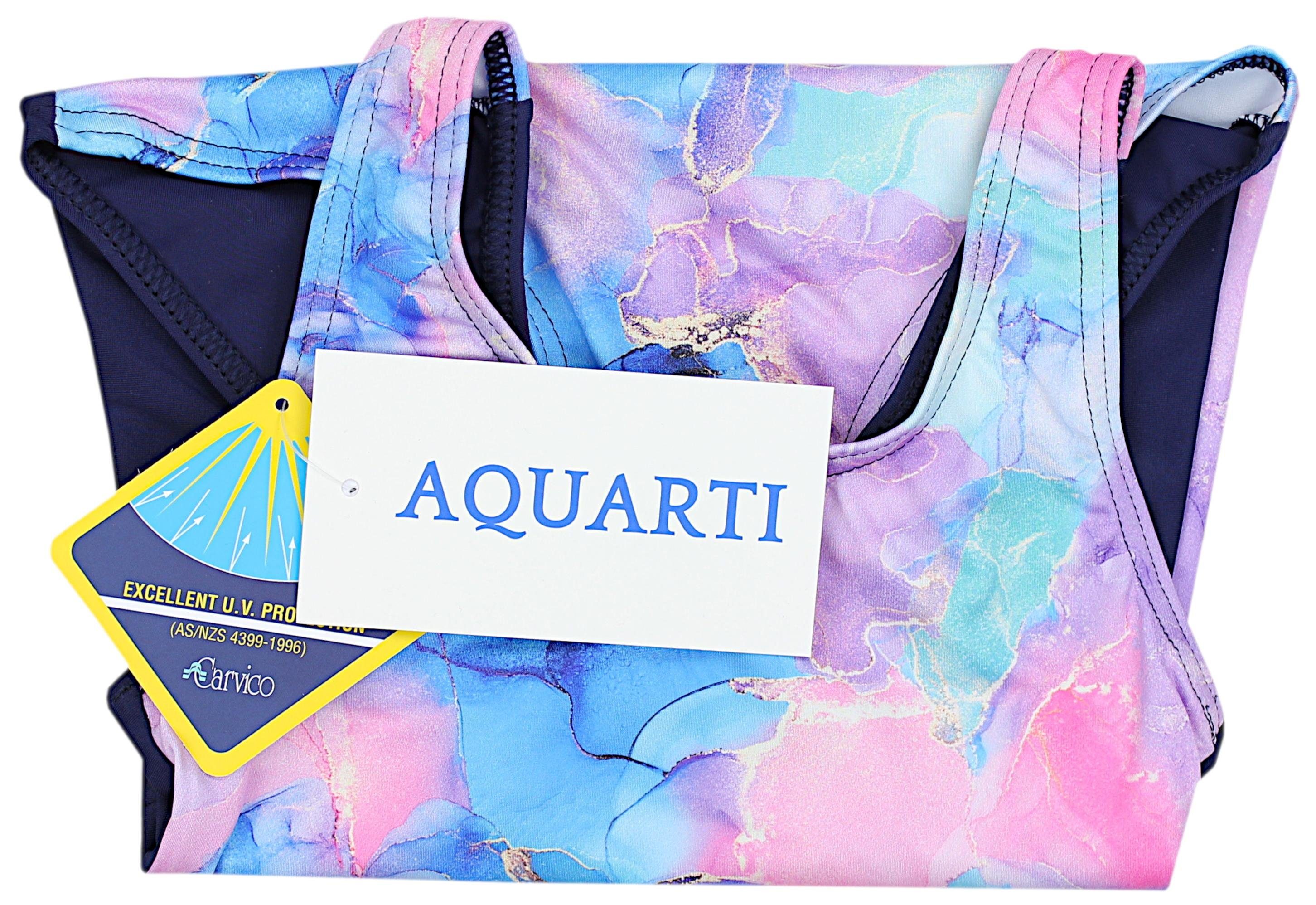 Aquarti Badeanzug Aquarti Rosa / Mädchen Badeanzug / Dye Tie mit / / Lila Dunkelblau Print Blau Ringerrücken