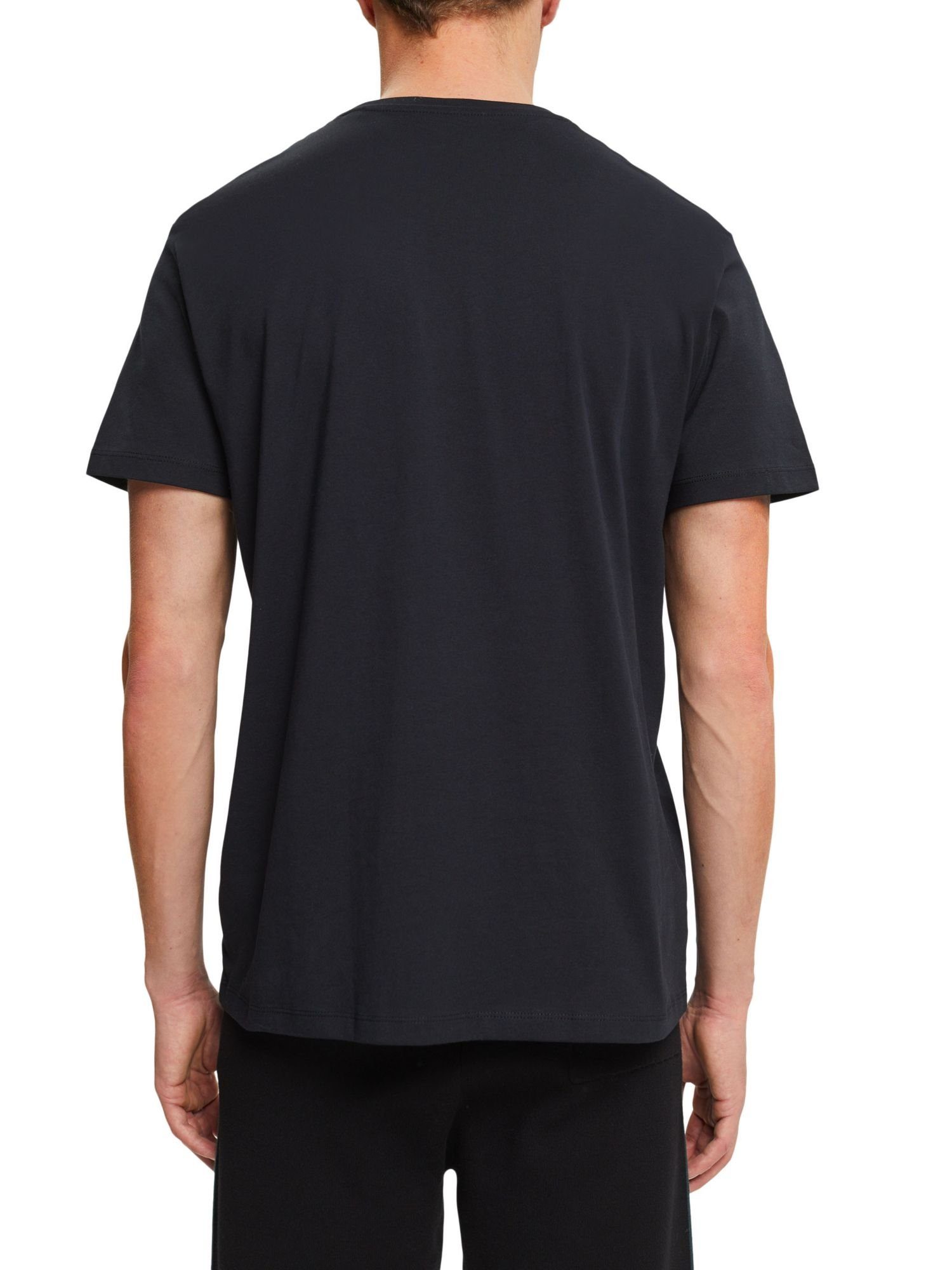 (1-tlg) mit BLACK T-Shirt Logo-Applikation, T-Shirt Esprit Bio-Baumwolle